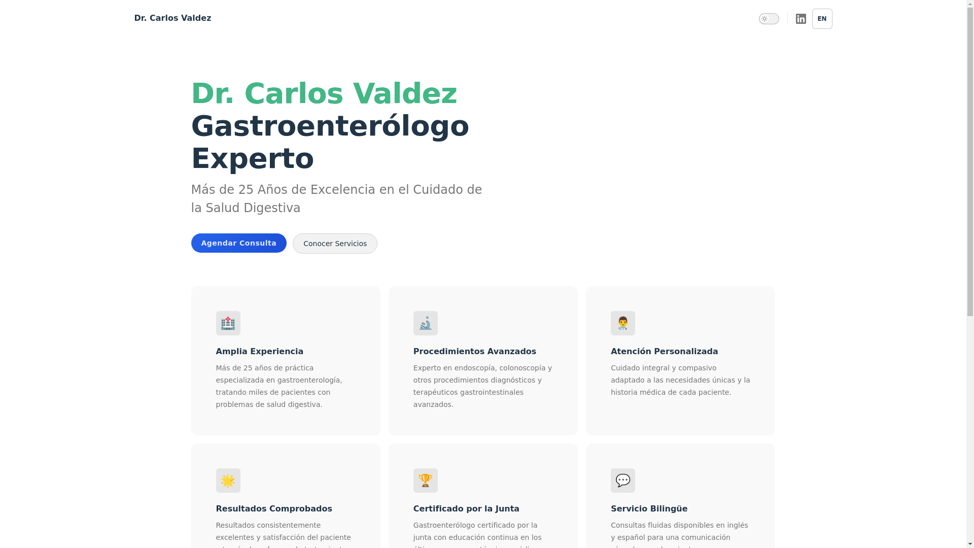 website screenshot of https://doctorcarlosvaldez.com/