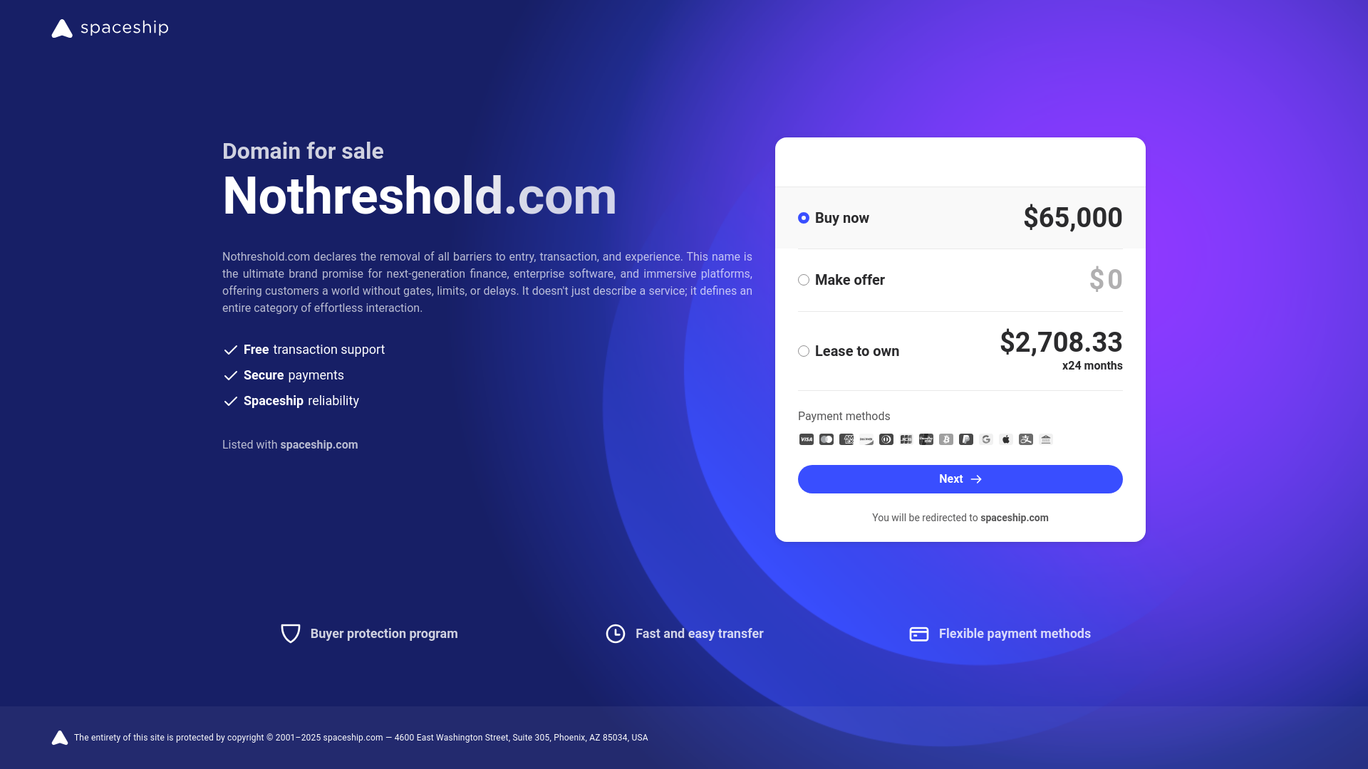 website screenshot of https://nothreshold.com/