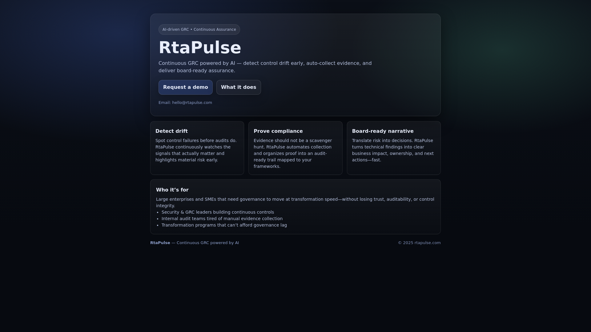 website screenshot of https://rtapulse-1stpage.pages.dev/