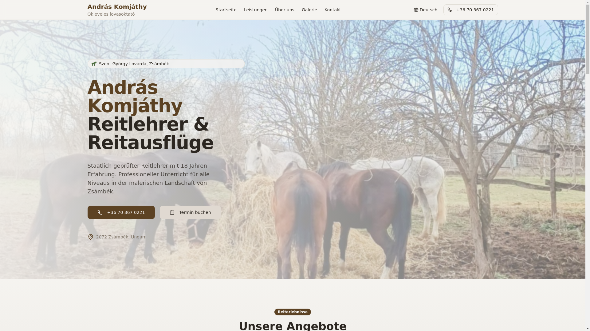 website screenshot of https://zsambek-lovaglas.hu/