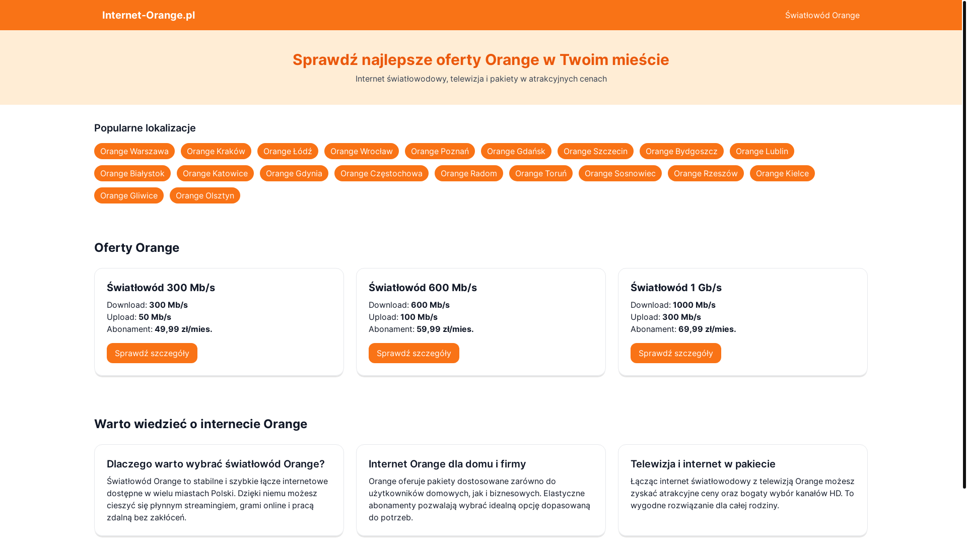 website screenshot of https://internet-orange.pl/