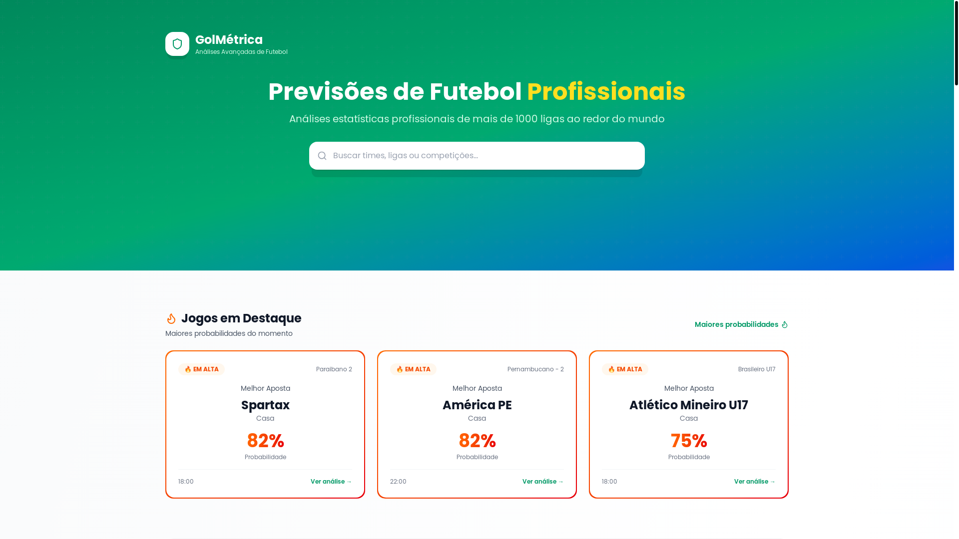 website screenshot of https://golmetrica.com/