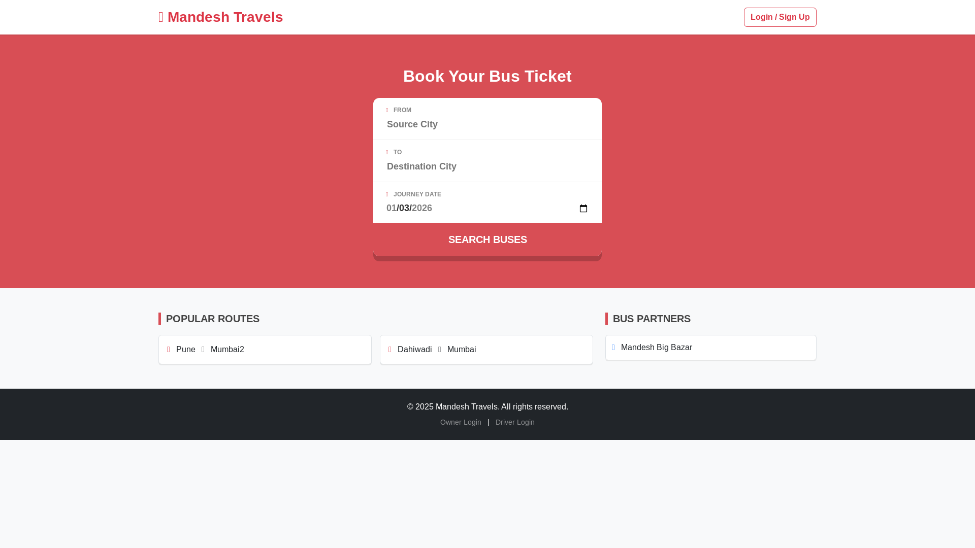 website screenshot of https://mandeshtravels.in/