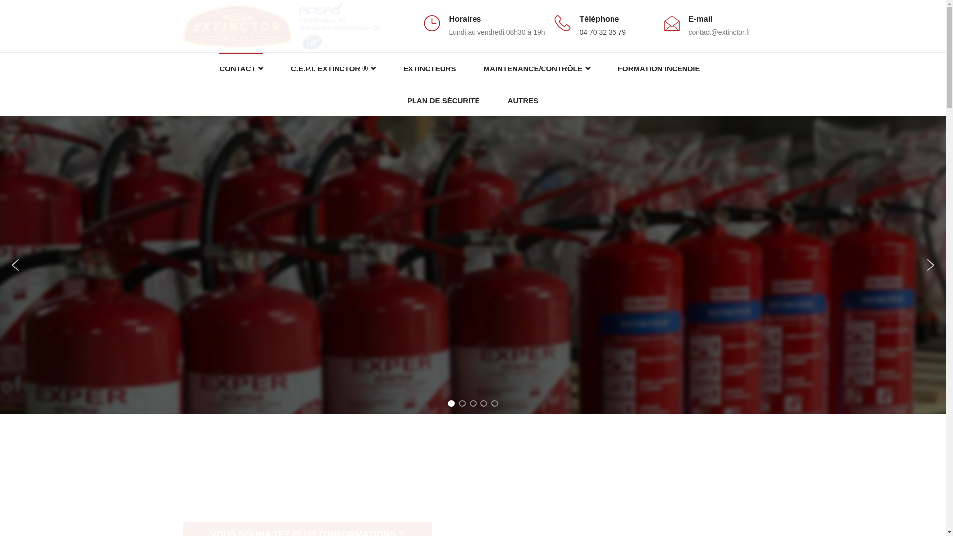 website screenshot of https://extinctor.fr/