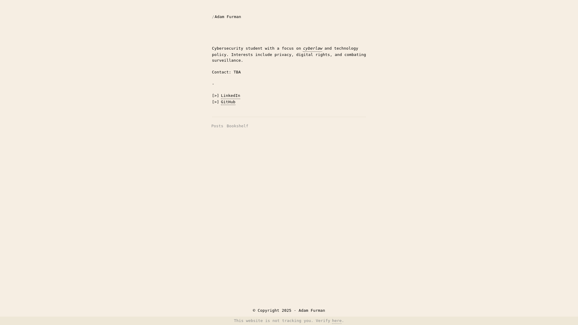 website screenshot of https://adamfurman.me/