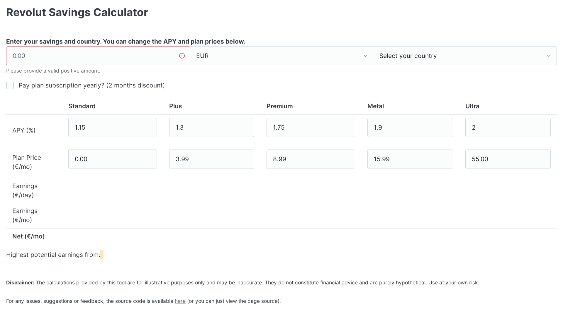 website screenshot of https://revolut-savings-calculator.pages.dev/