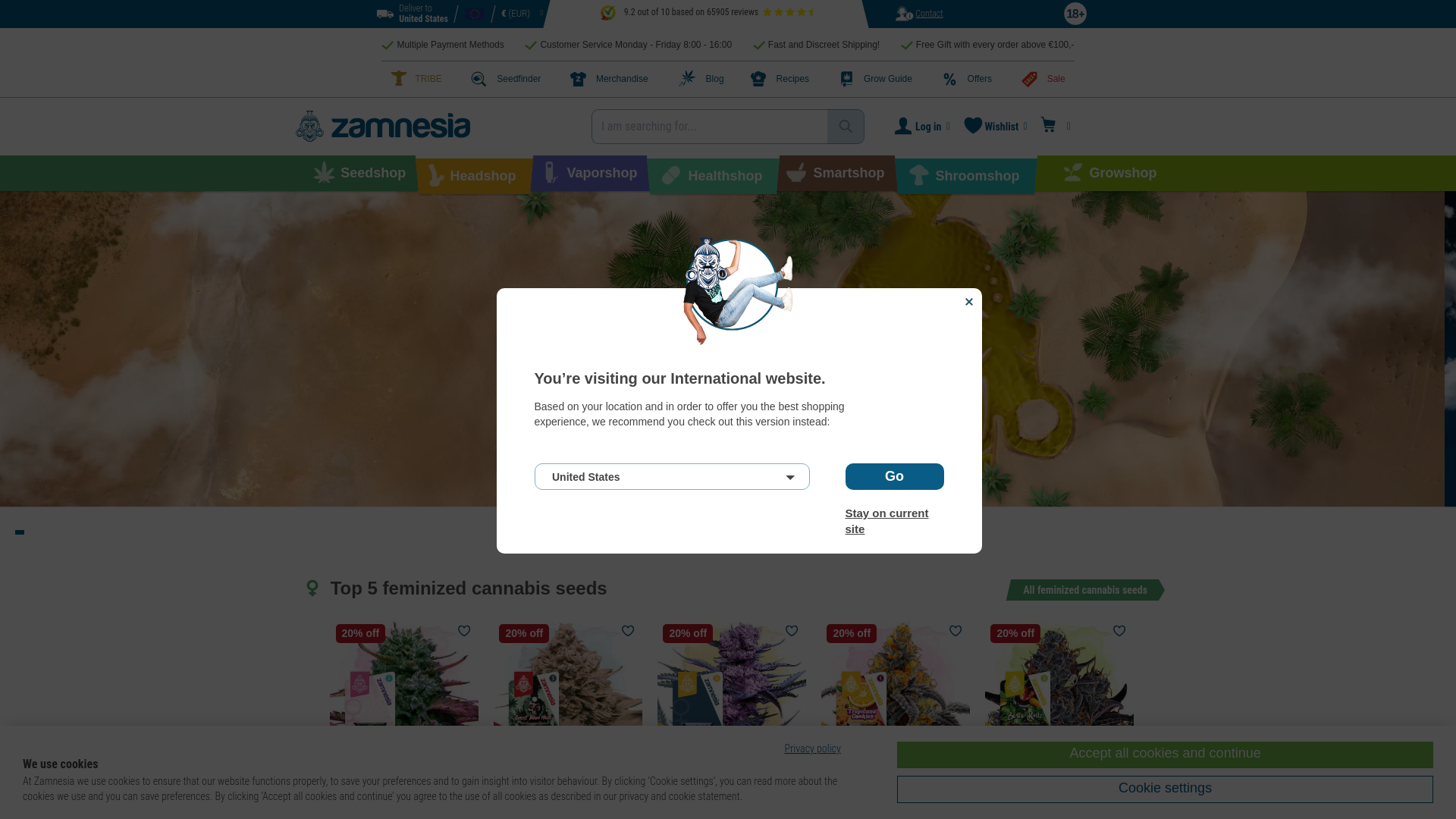 website screenshot of https://www.zamnesia.com