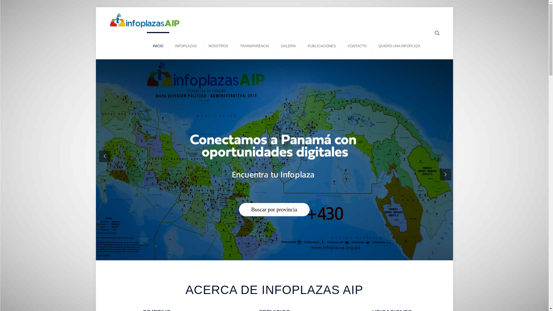 website screenshot of https://www.infoplazas.org.pa/