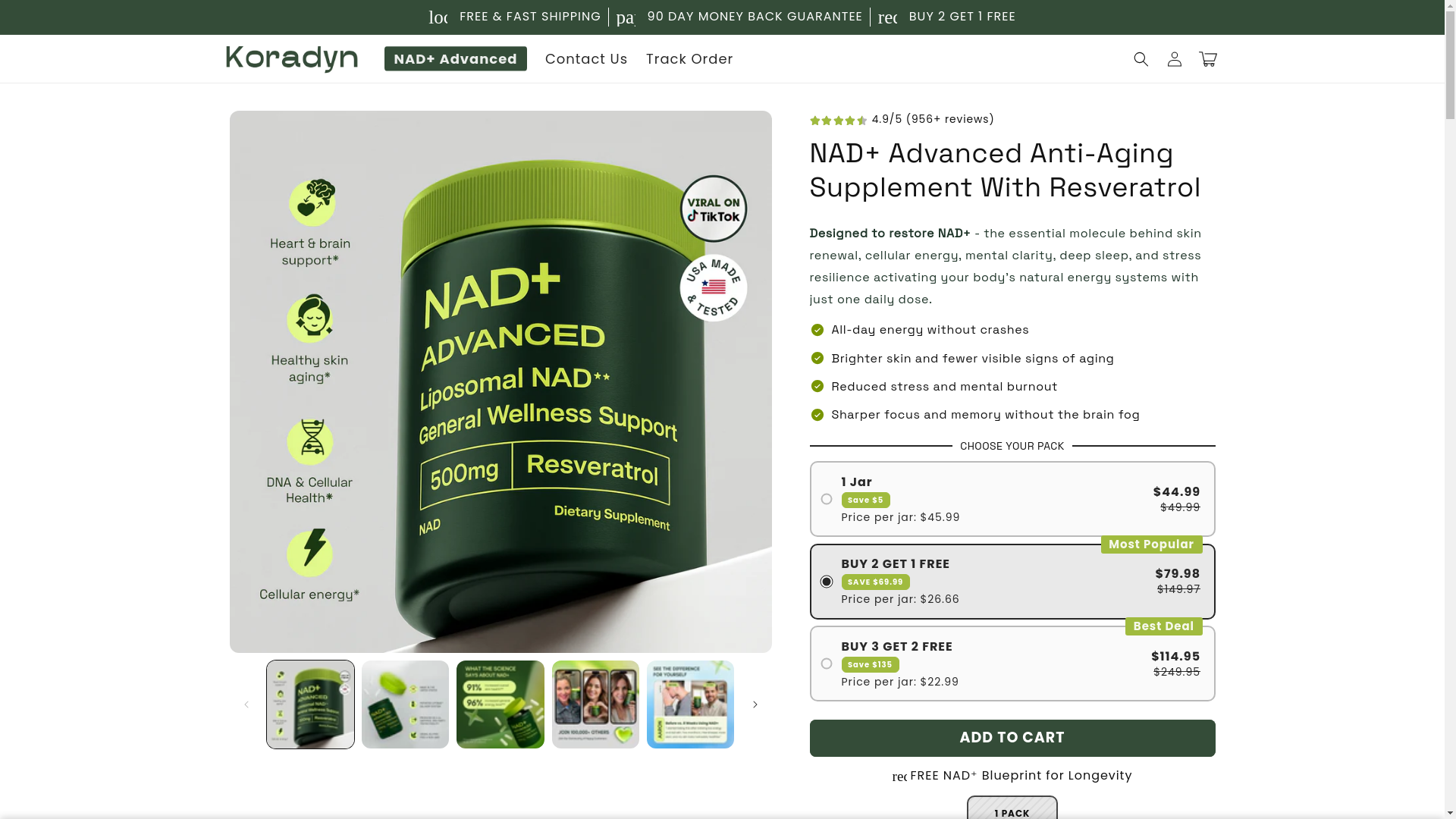 website screenshot of https://koradyn.store/