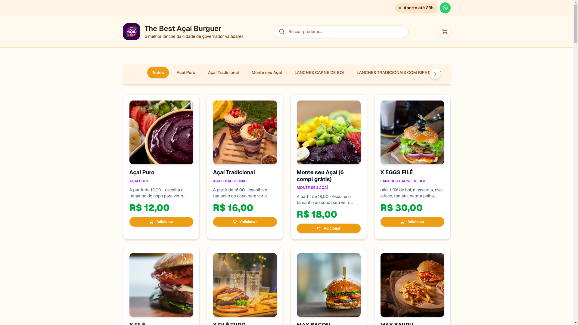 website screenshot of https://thebestacaiburguer.com.br/