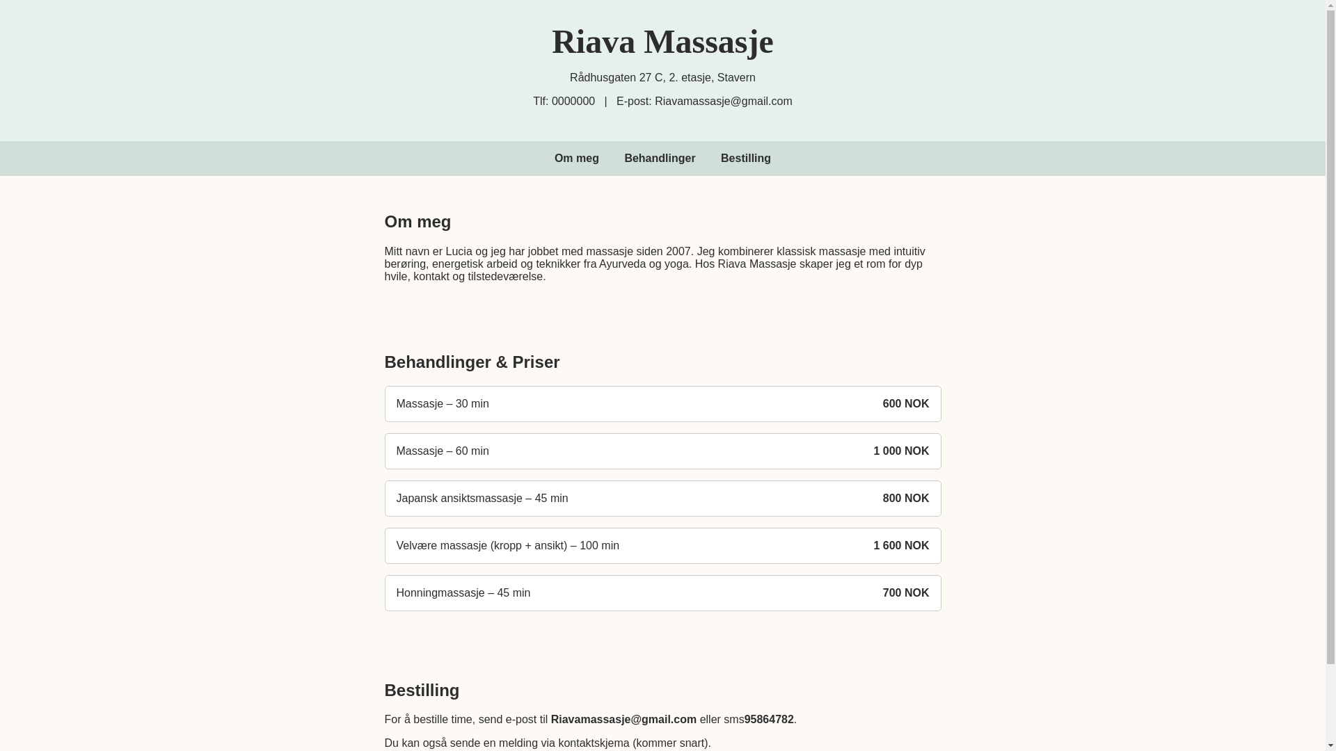 website screenshot of https://massasjestavern.no/