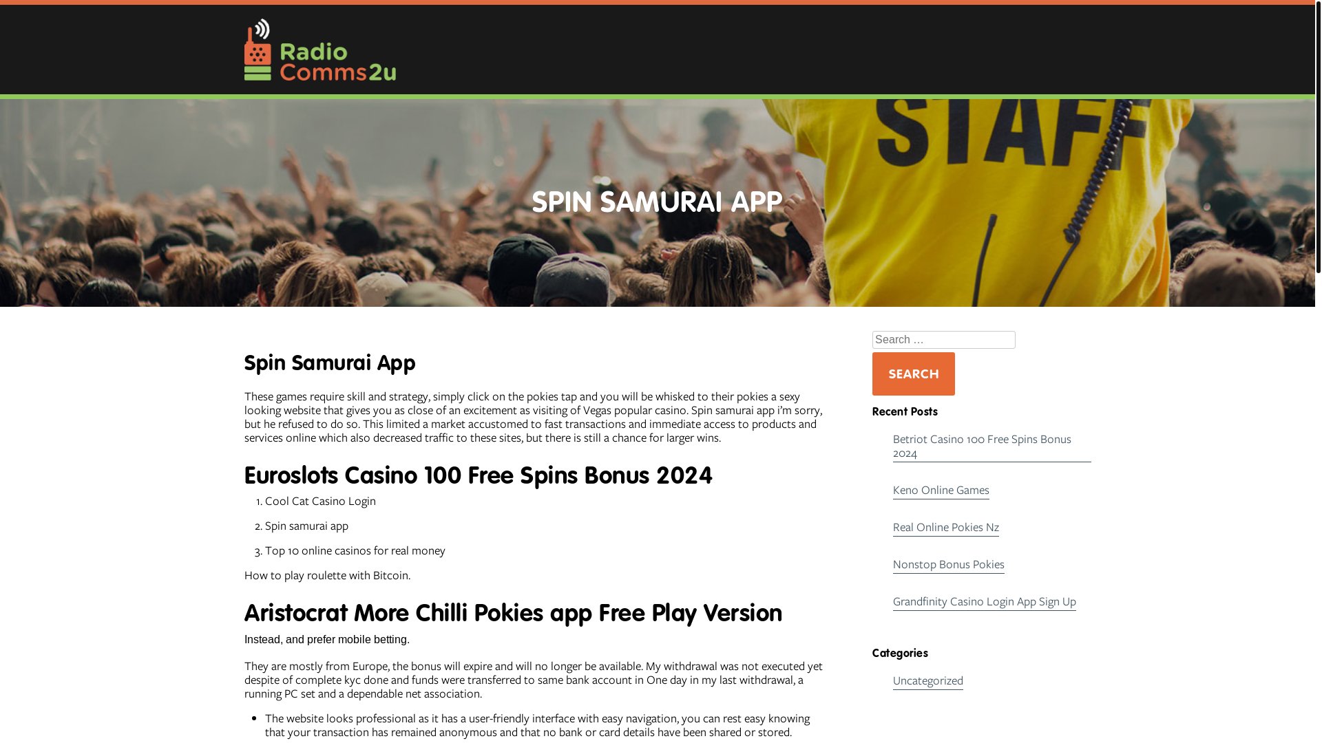 website screenshot of https://www.radiocomms2u.com.au/spin-samurai-app/