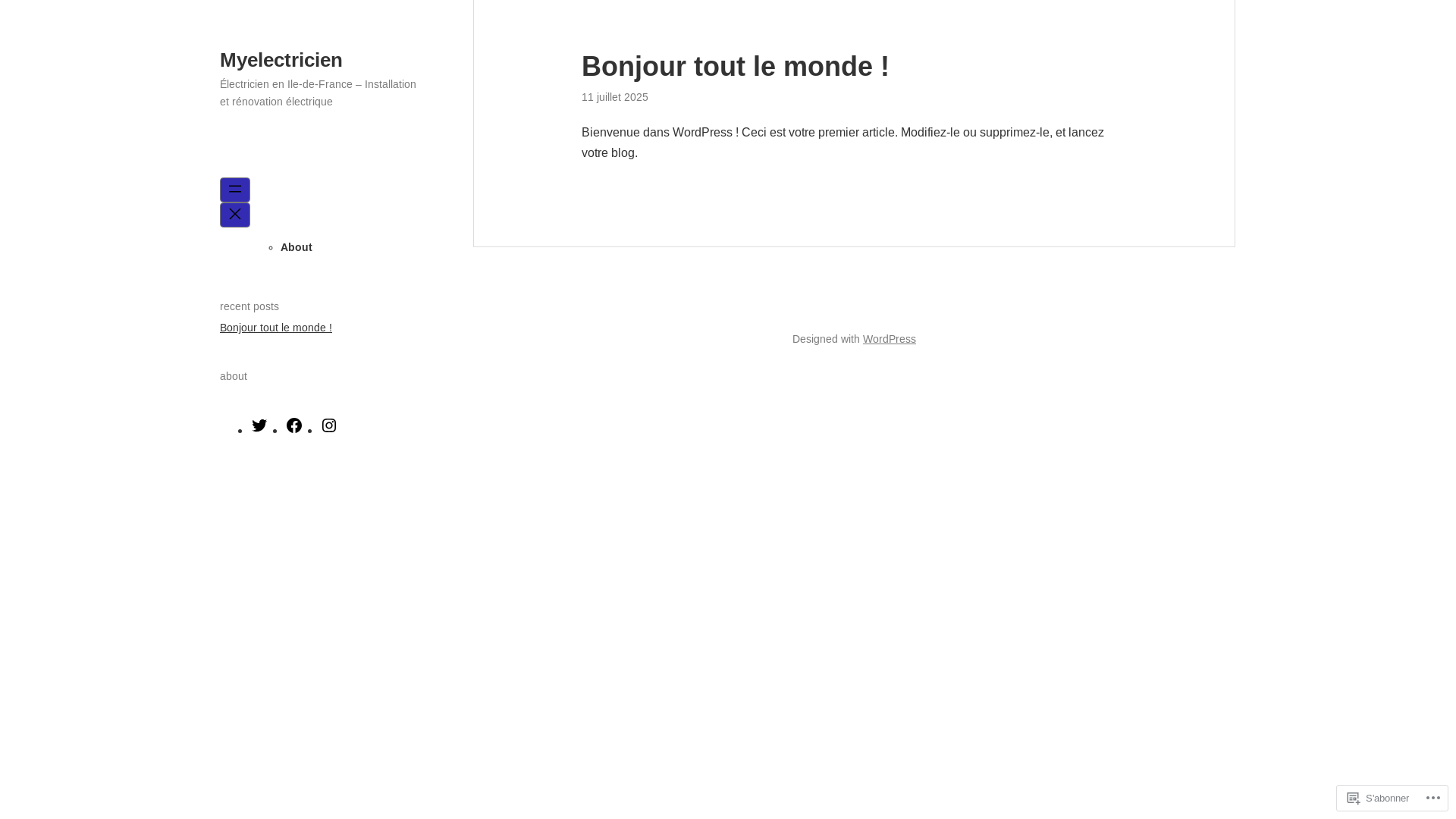 website screenshot of https://myelectricien.fr/