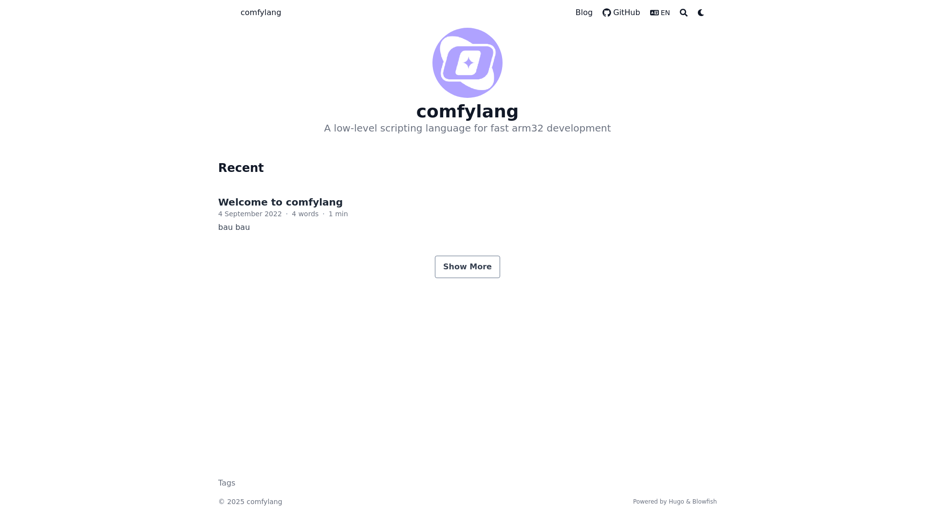 website screenshot of https://comfylang.org/