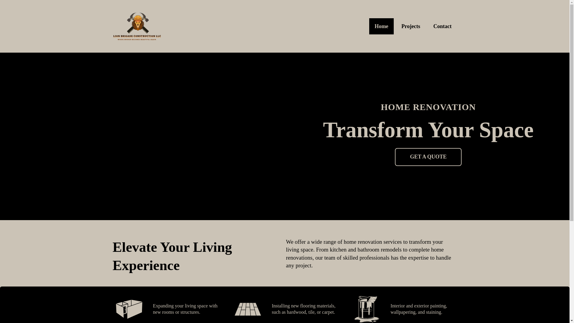 website screenshot of https://lionbrigadeconstructionllc.com/