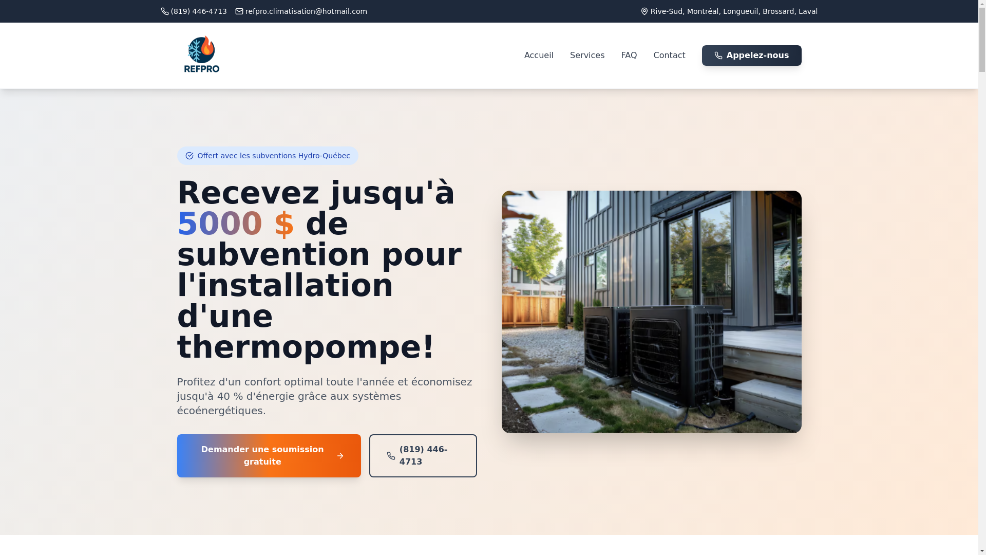 website screenshot of https://climatisationrefpro.com/
