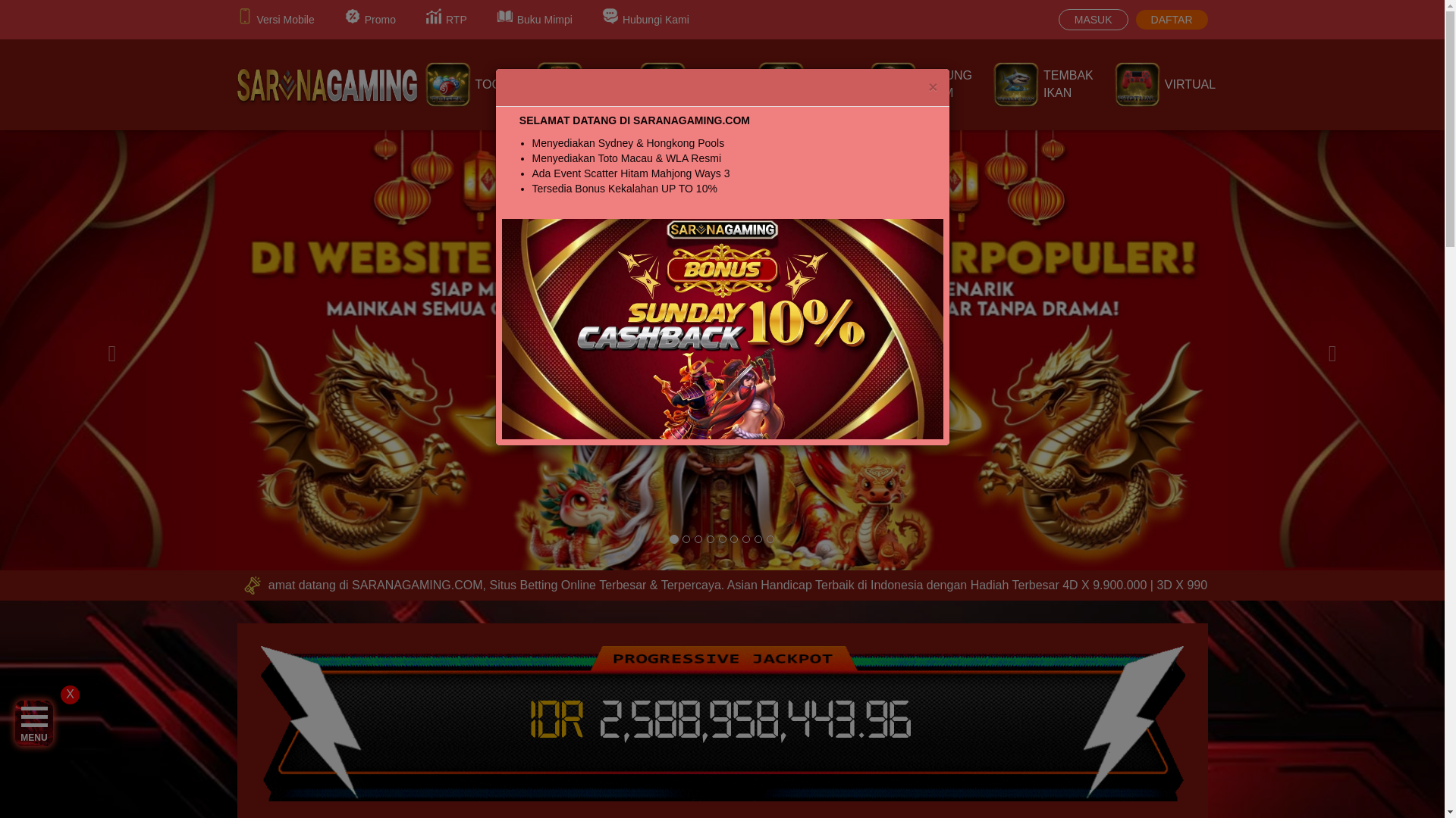 website screenshot of https://saranagaming4d.click/