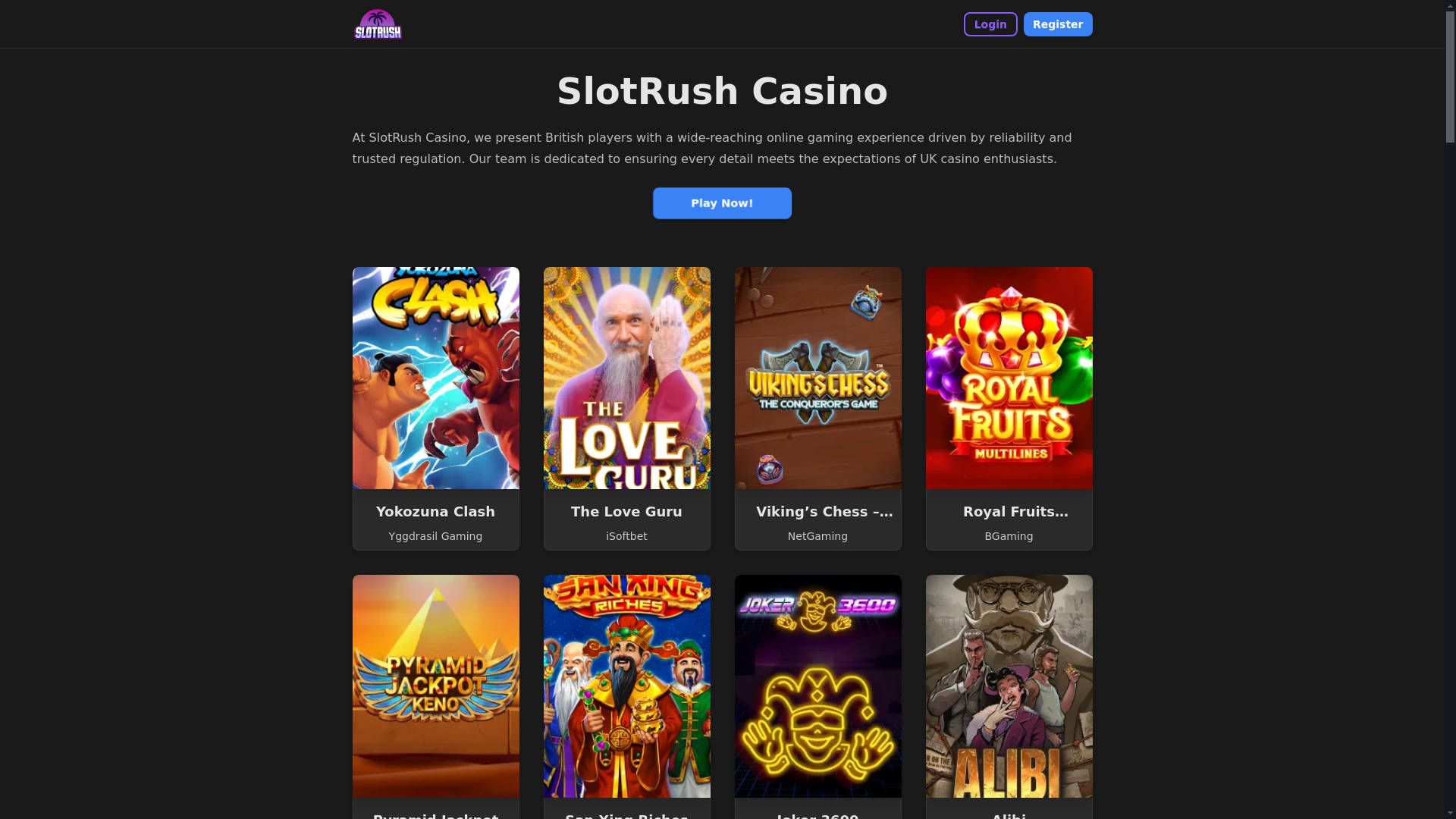 website screenshot of https://slotrush7-com.pages.dev/