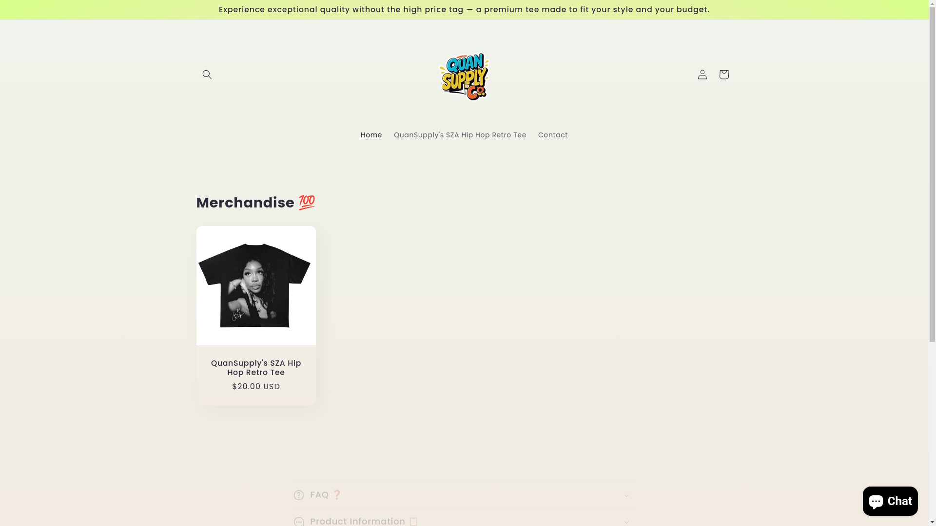 website screenshot of https://quansupply.store/