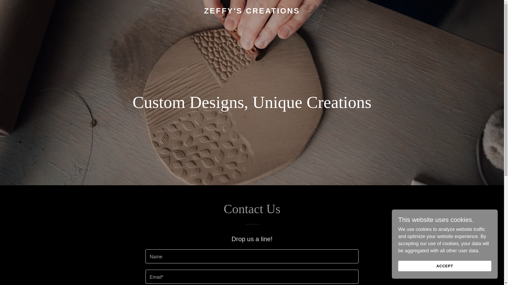 website screenshot of https://zeffyscreations.com/