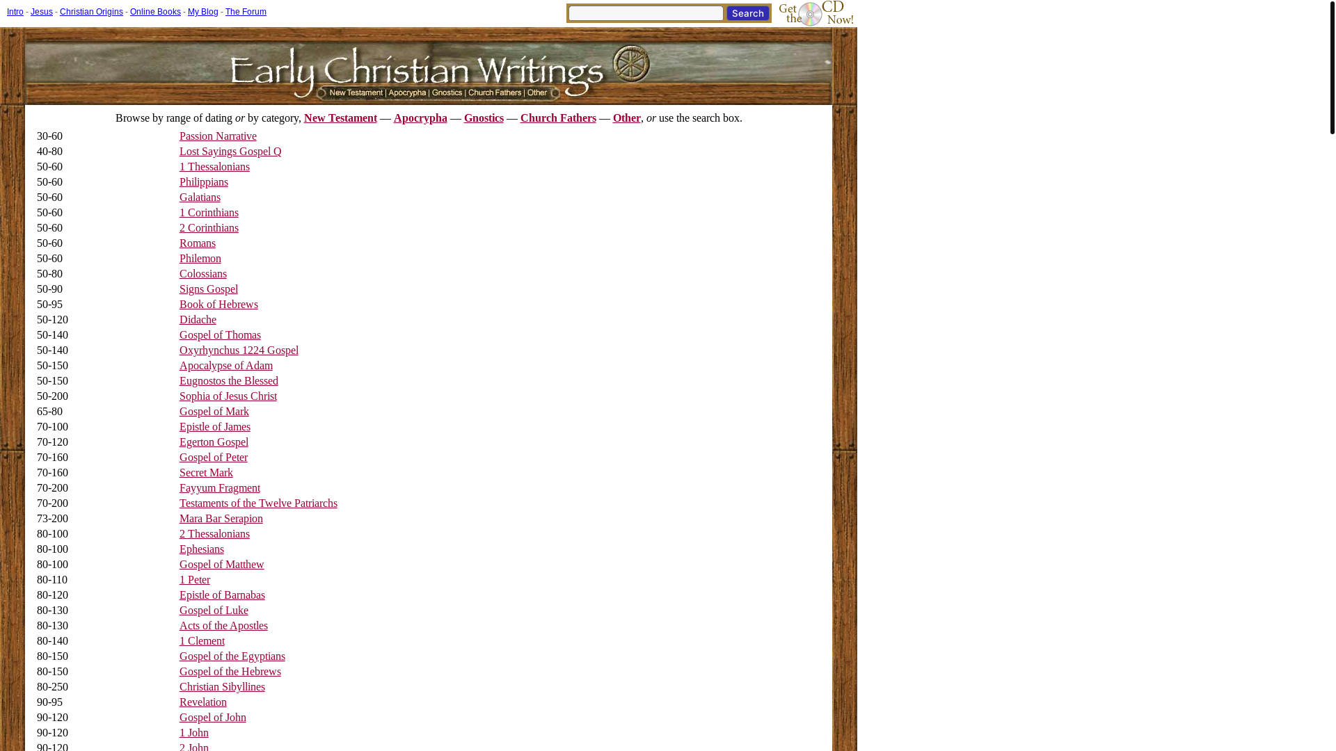 website screenshot of https://earlychristianwritings.com/