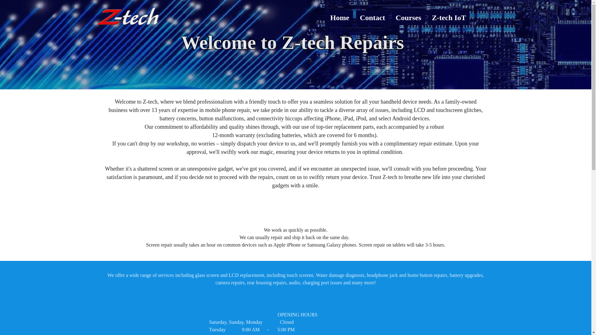 website screenshot of https://ztechiot.com/