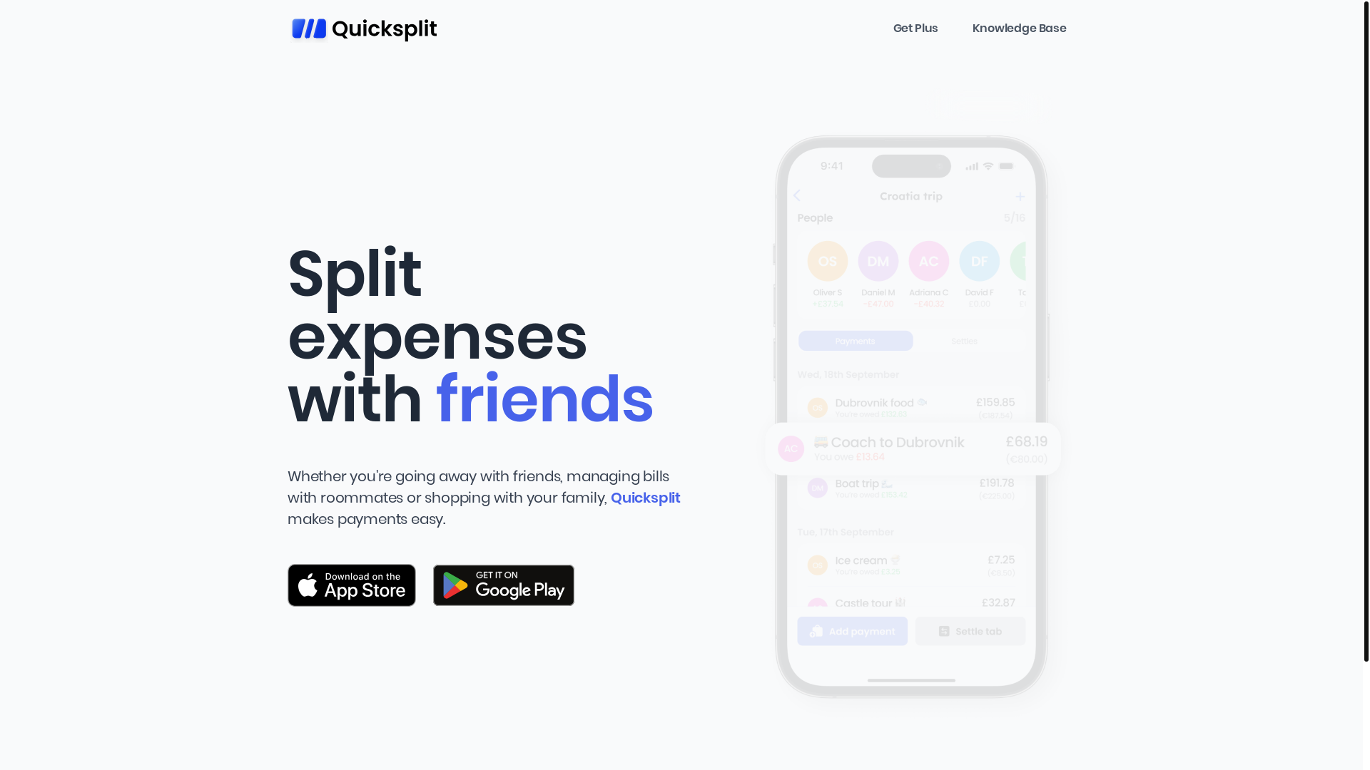 website screenshot of https://quicksplit-landing.pages.dev/