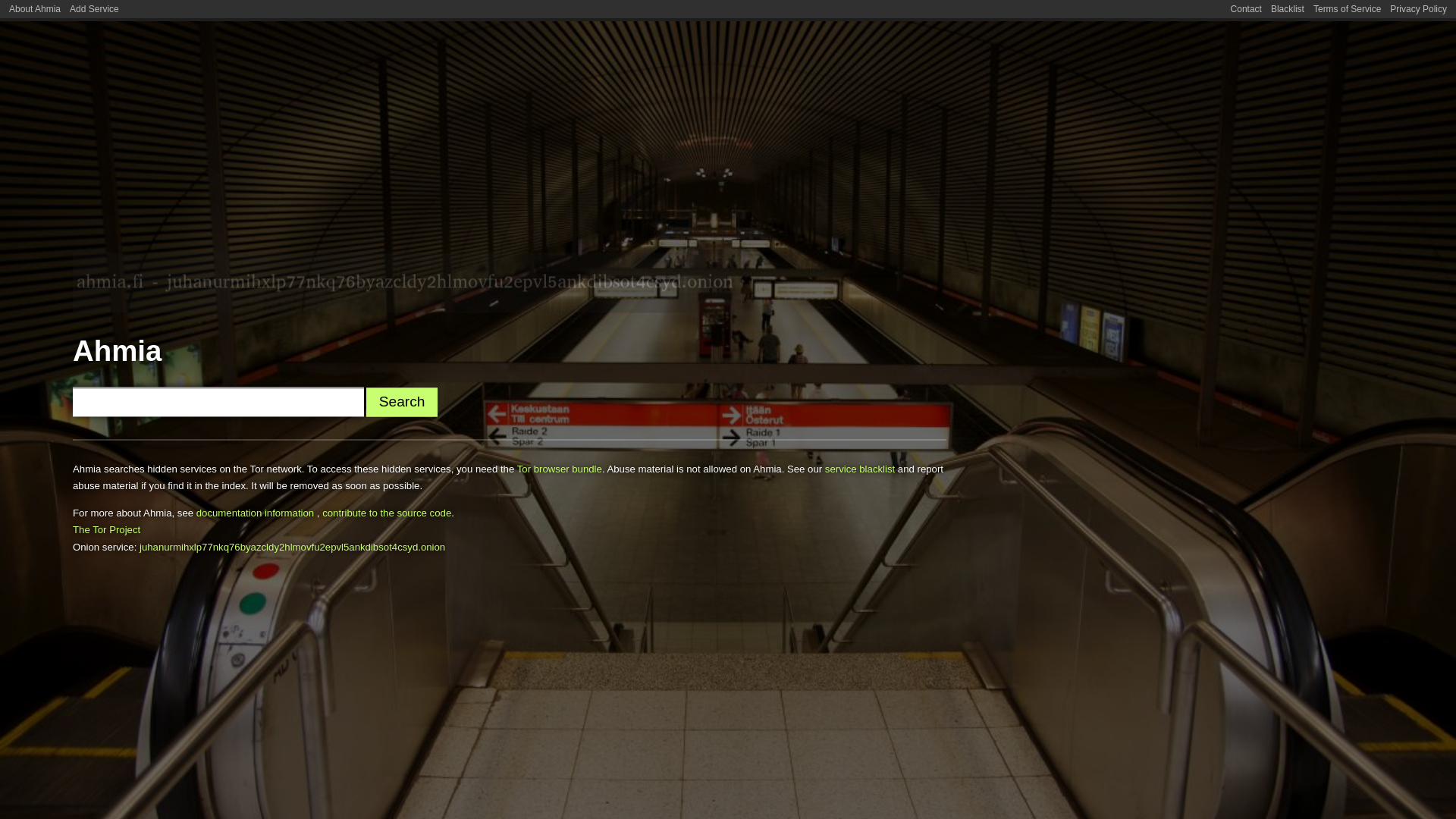 website screenshot of https://ahmia.fi/