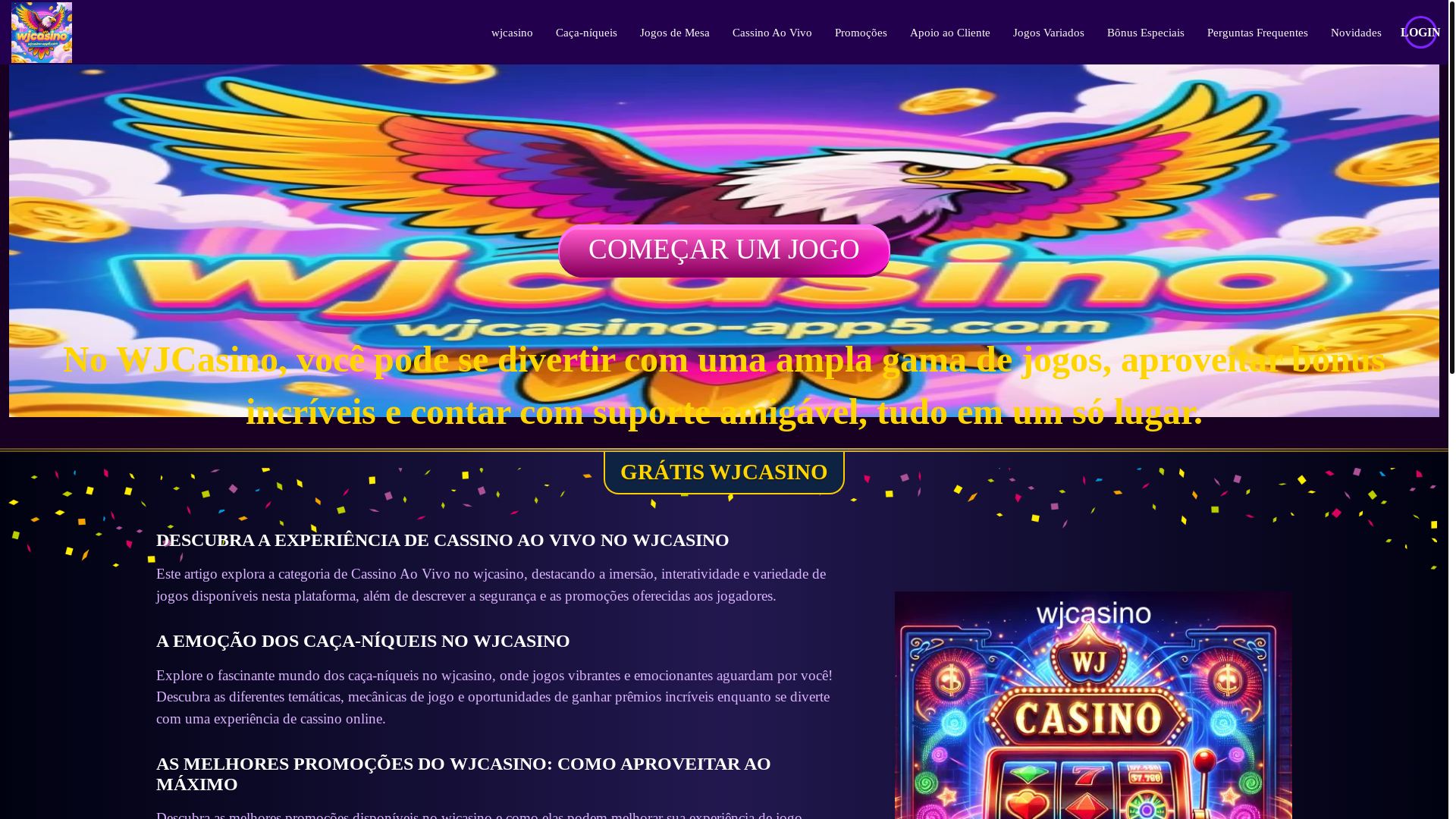 website screenshot of https://wjcasino-app5.com/