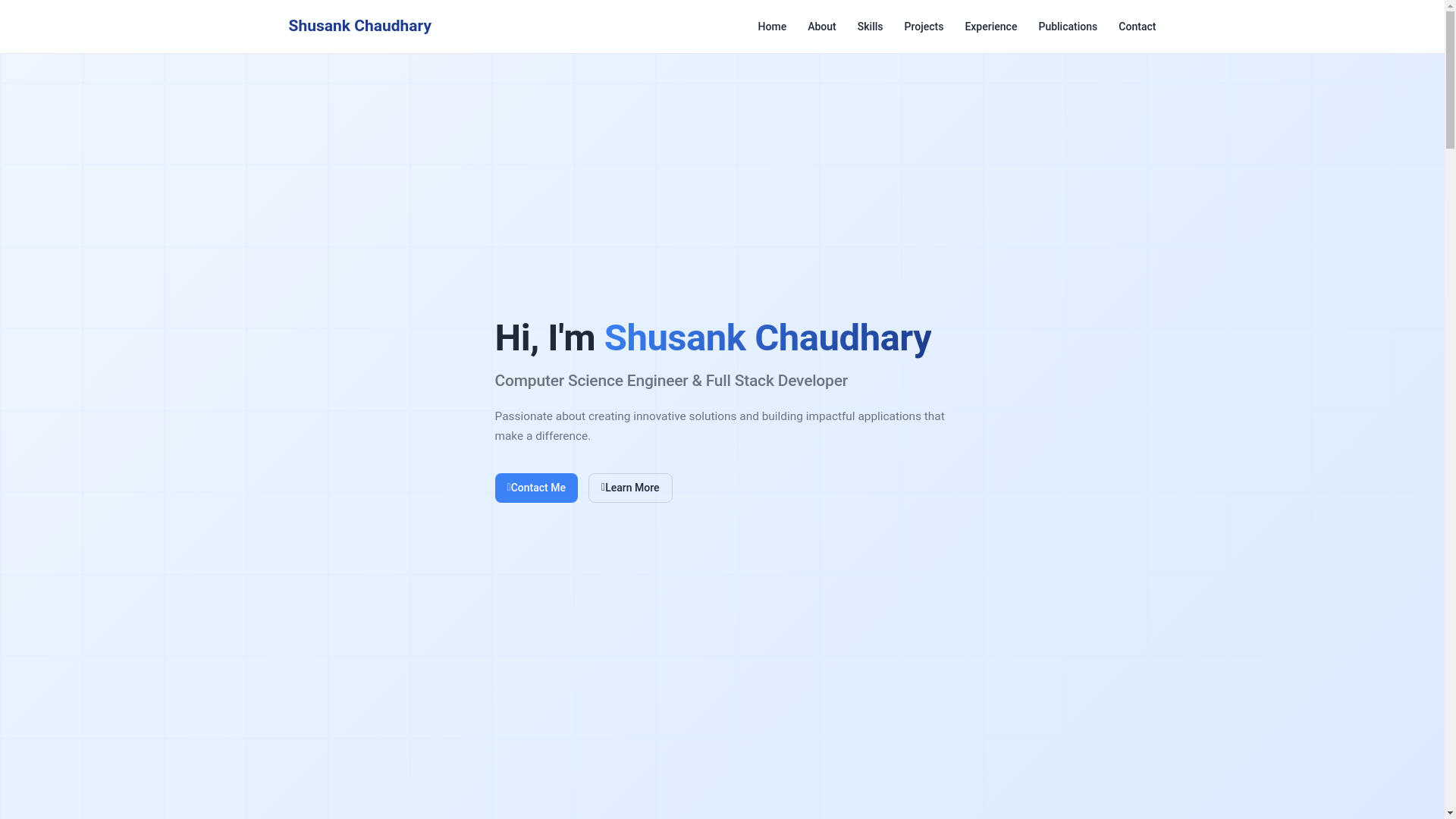 website screenshot of https://shusank.pages.dev/