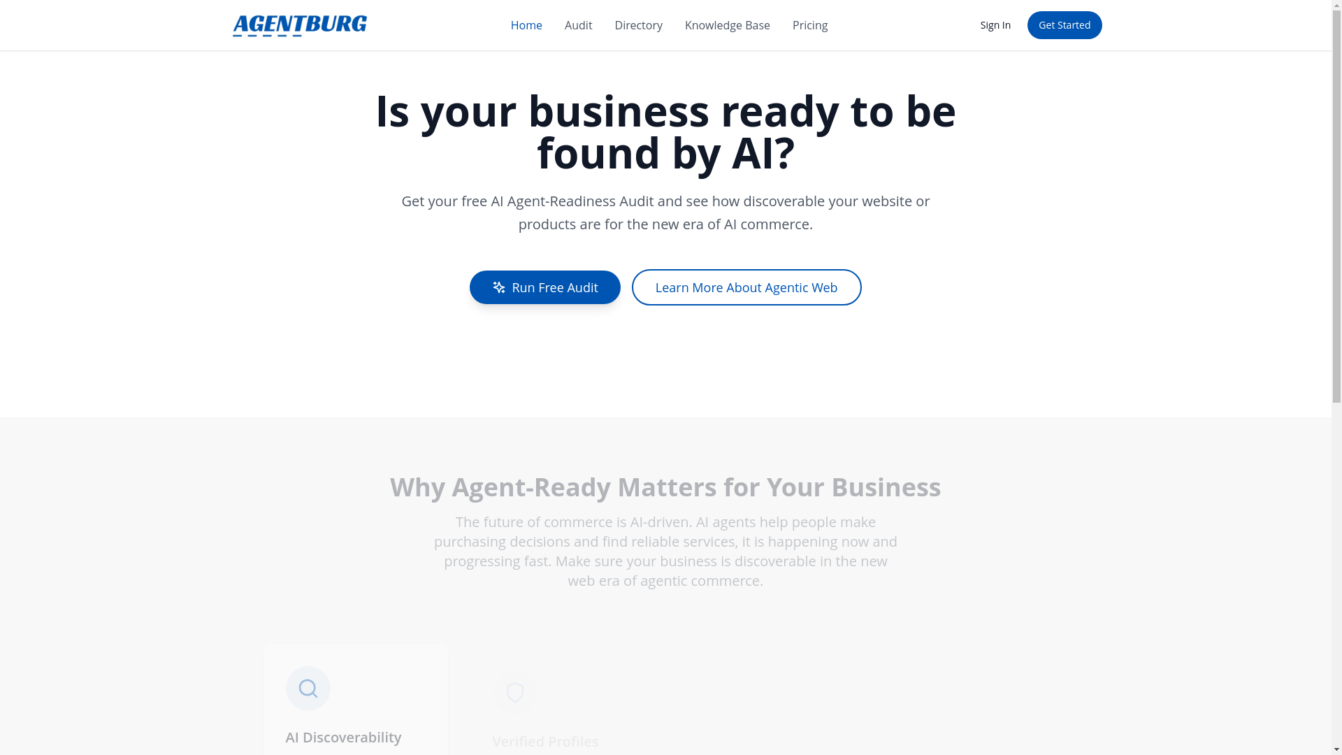 website screenshot of https://agentburg.com/
