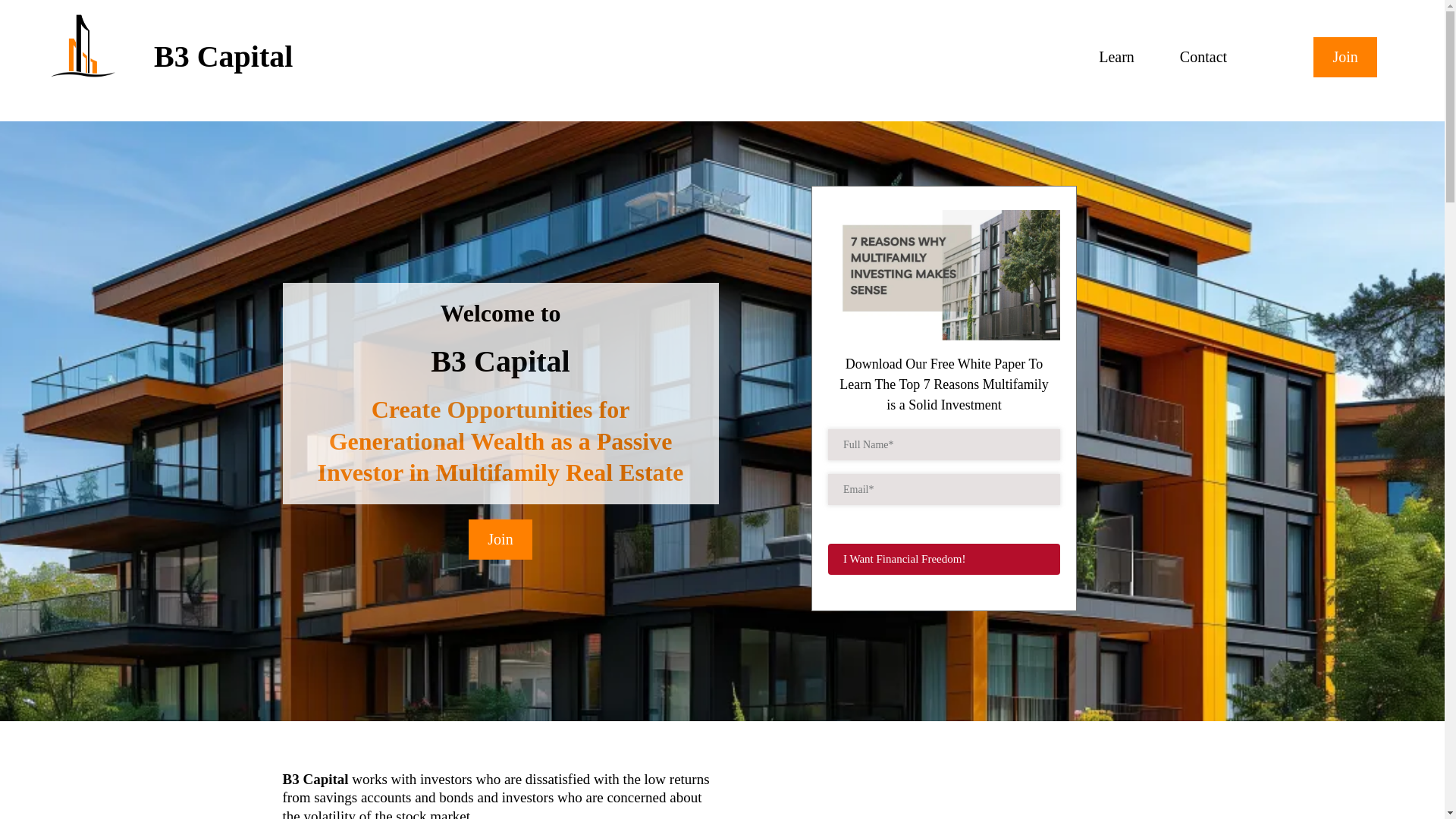 website screenshot of https://b3capitalinvestments.com/