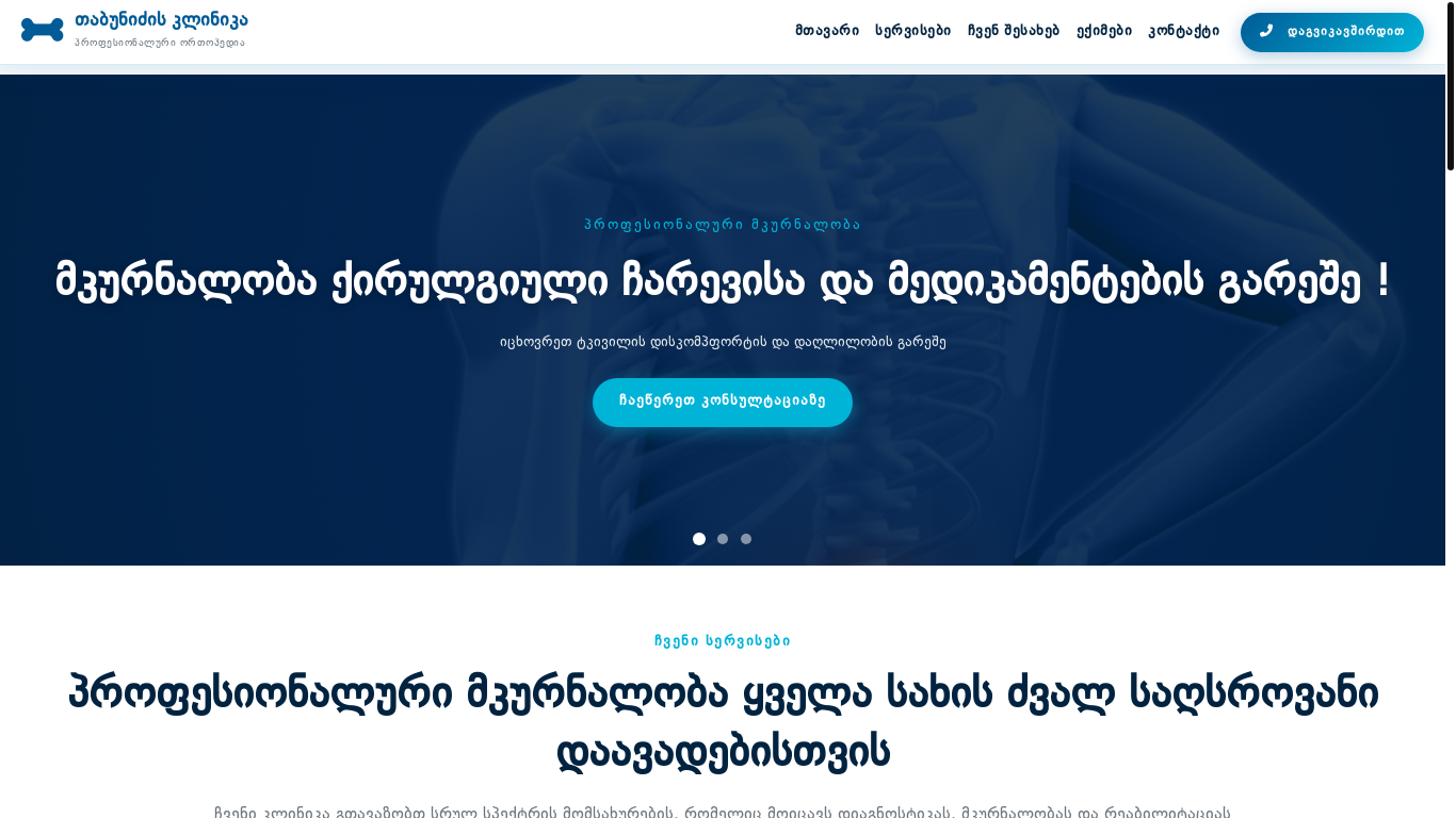 website screenshot of https://nikatabunidze.ge/