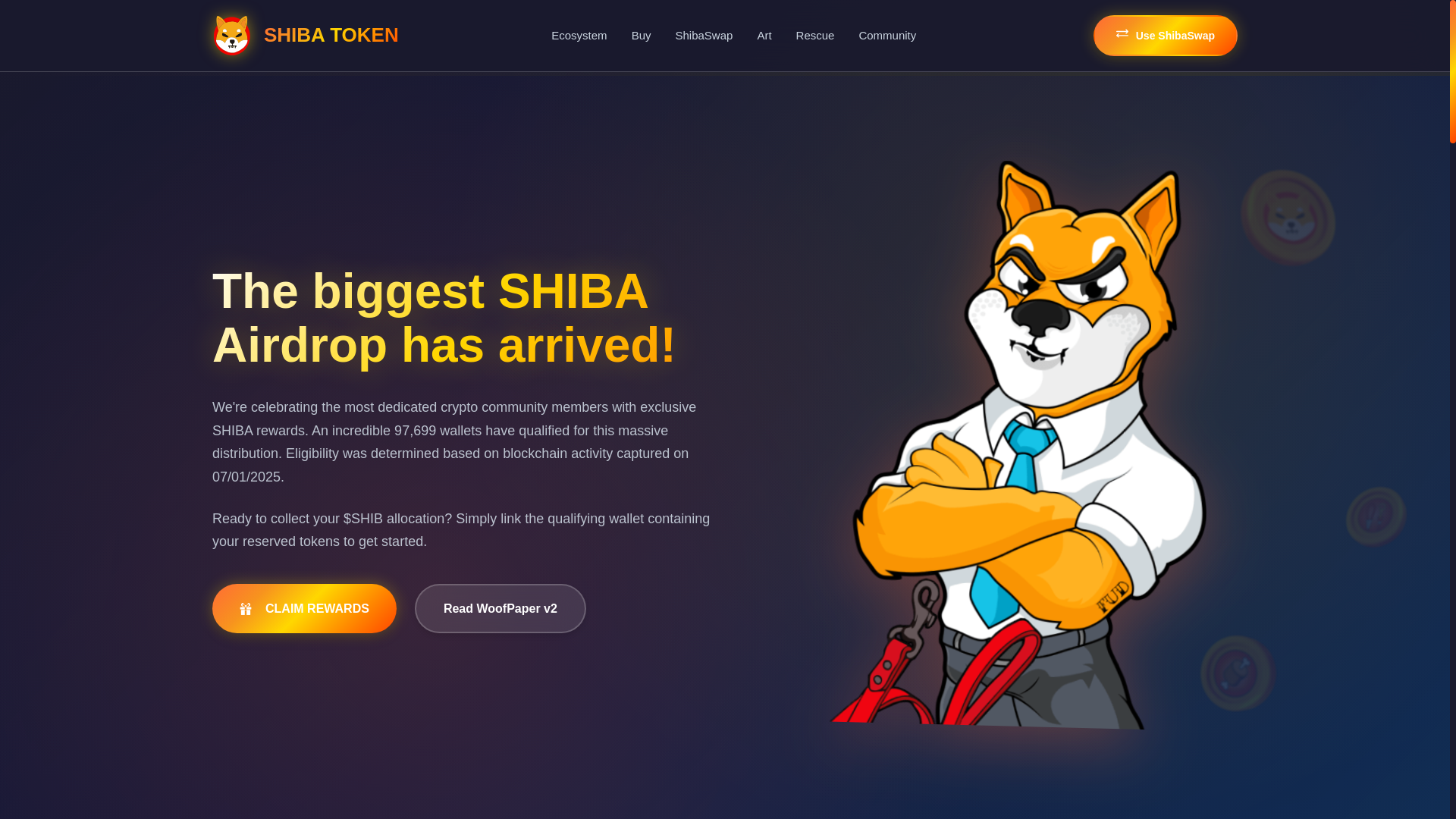 website screenshot of https://shibinu-claims.com/