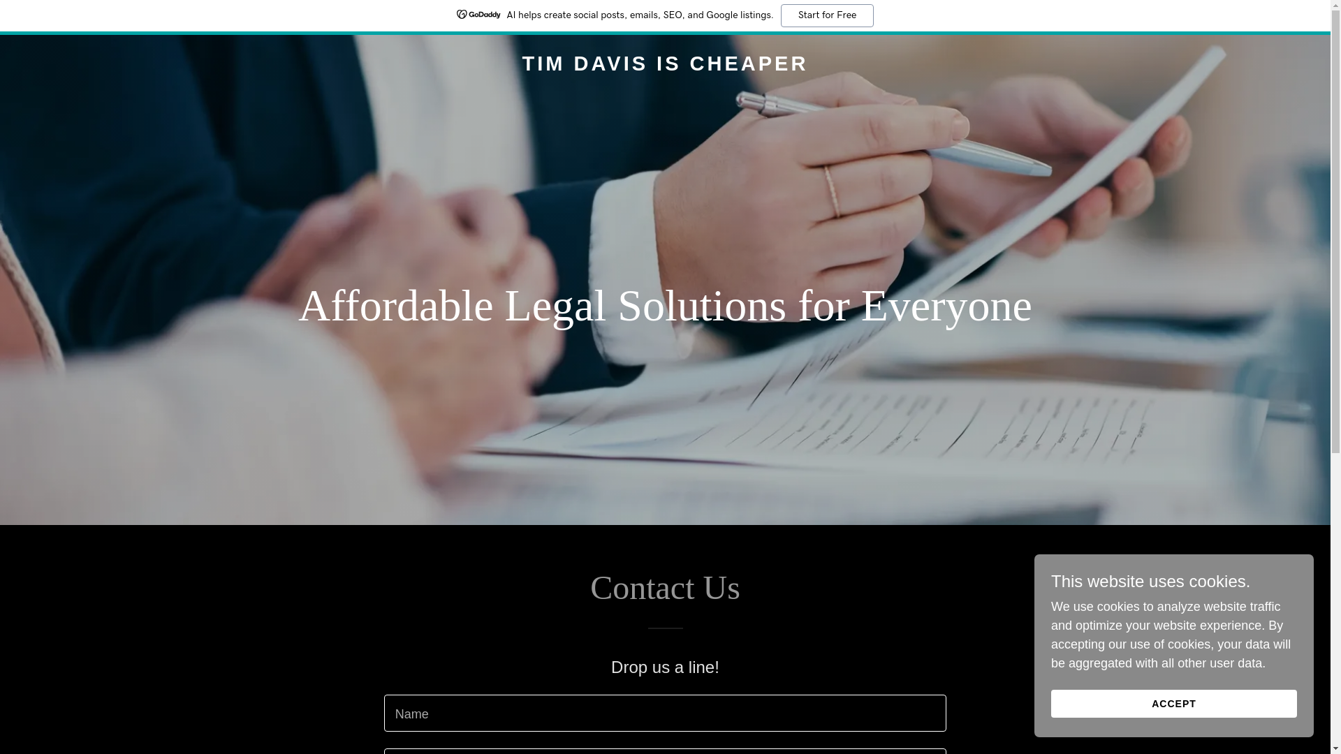 website screenshot of https://timdavisischeaper.com/