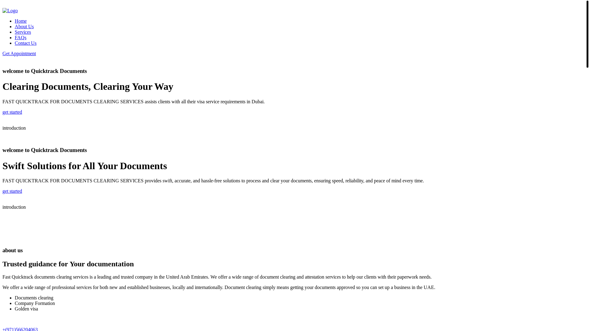 website screenshot of https://quicktrackdocument.com/
