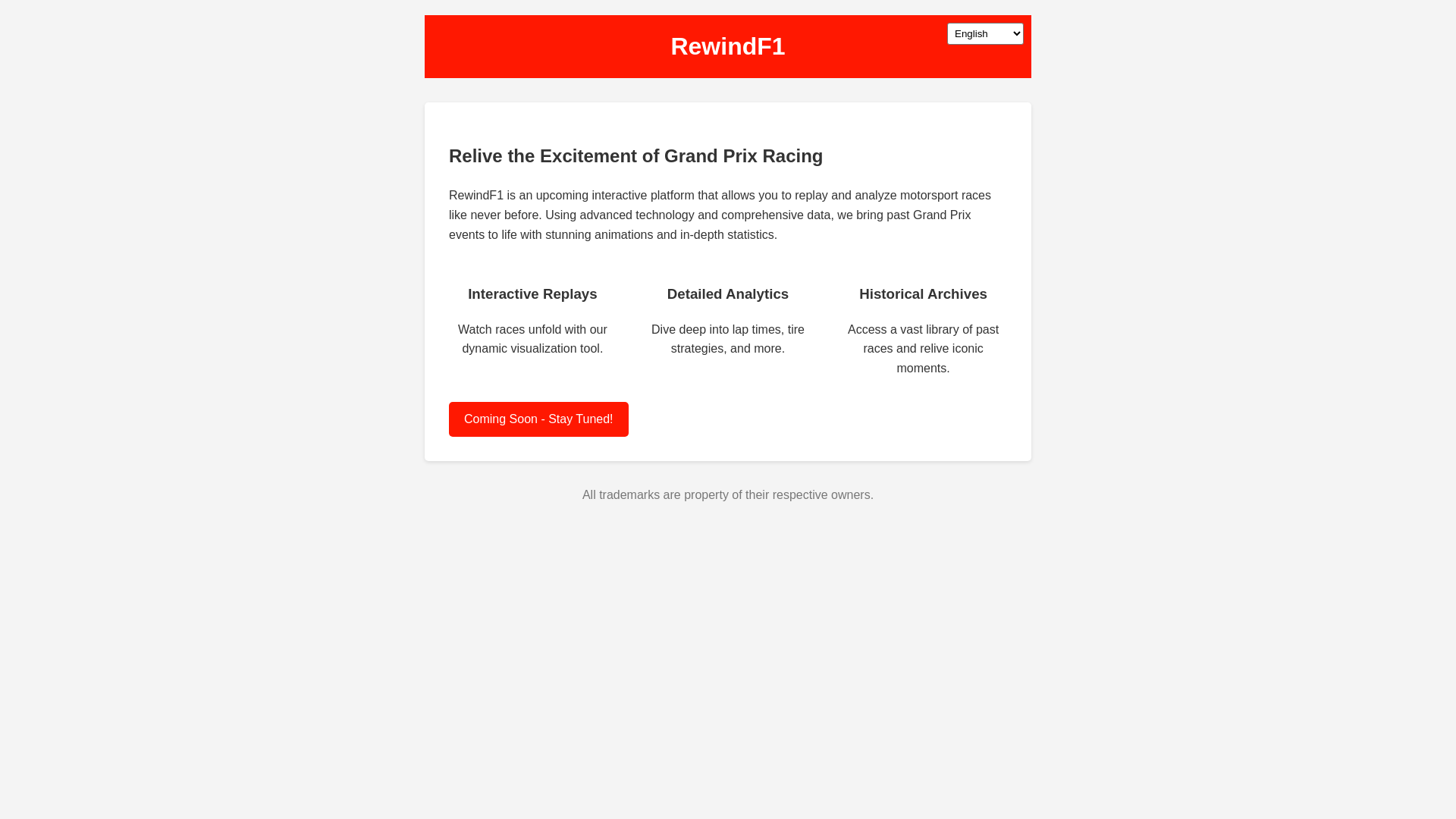 website screenshot of https://rewindf1-landing.pages.dev/