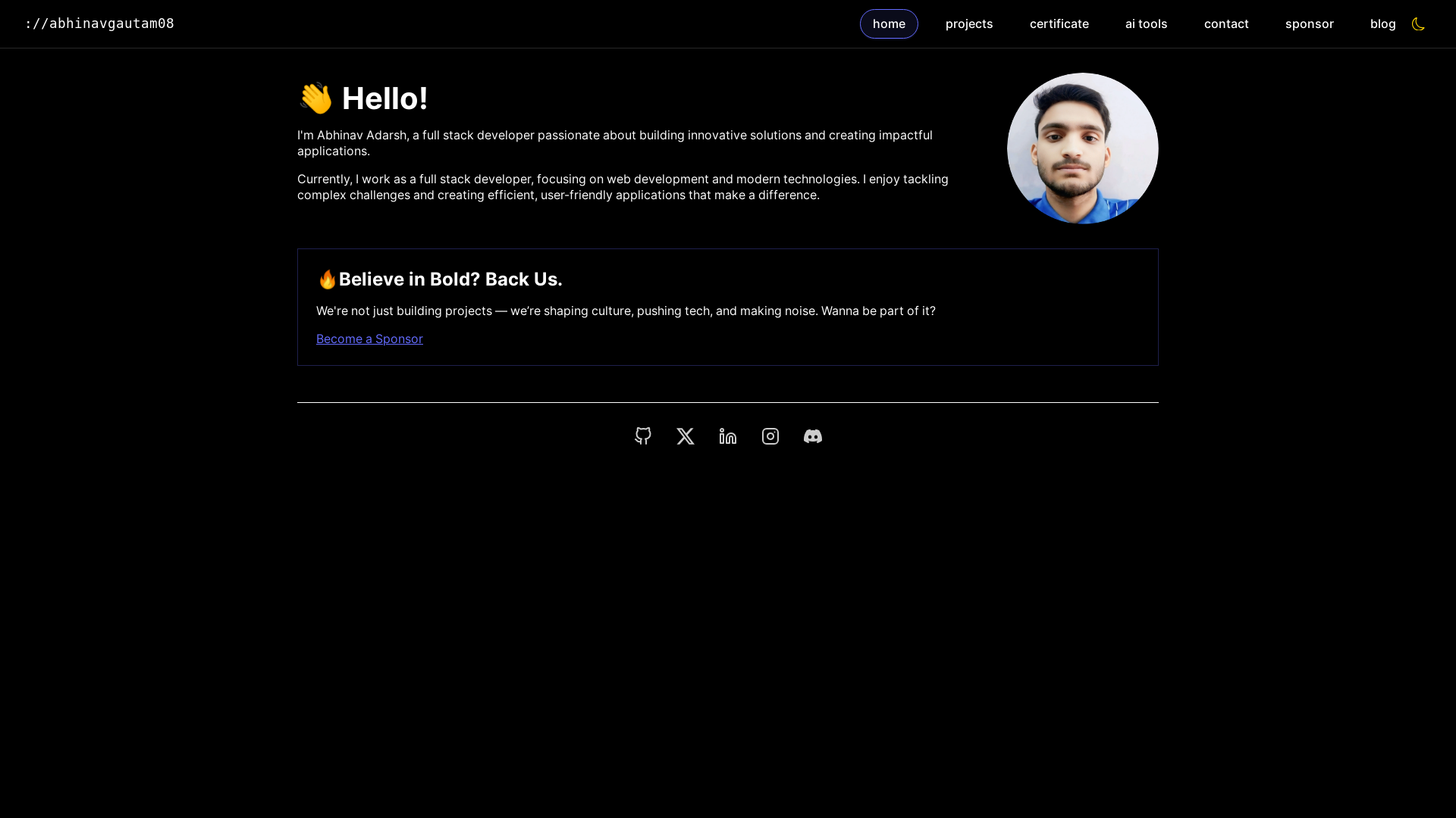 website screenshot of https://abhinavgautam08.pages.dev/