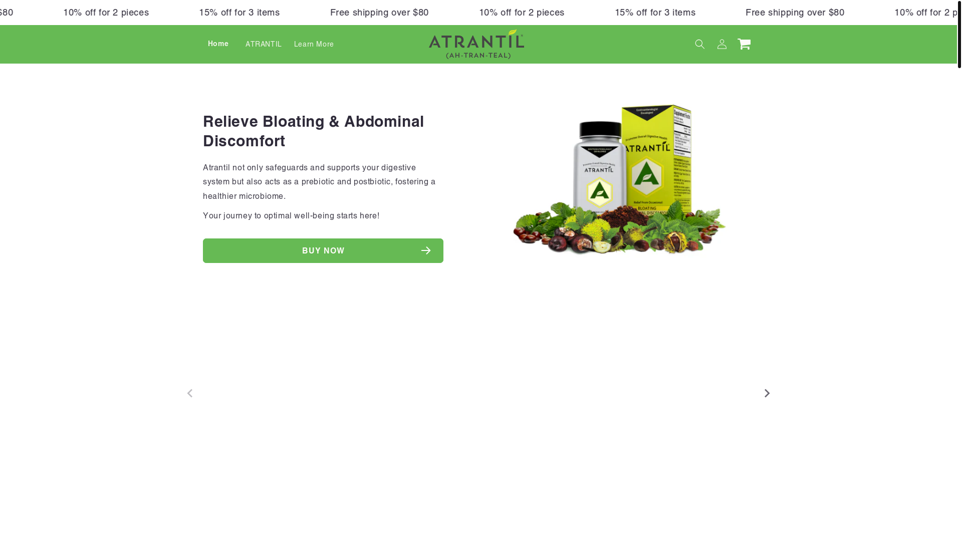 website screenshot of https://atrantil.shop/