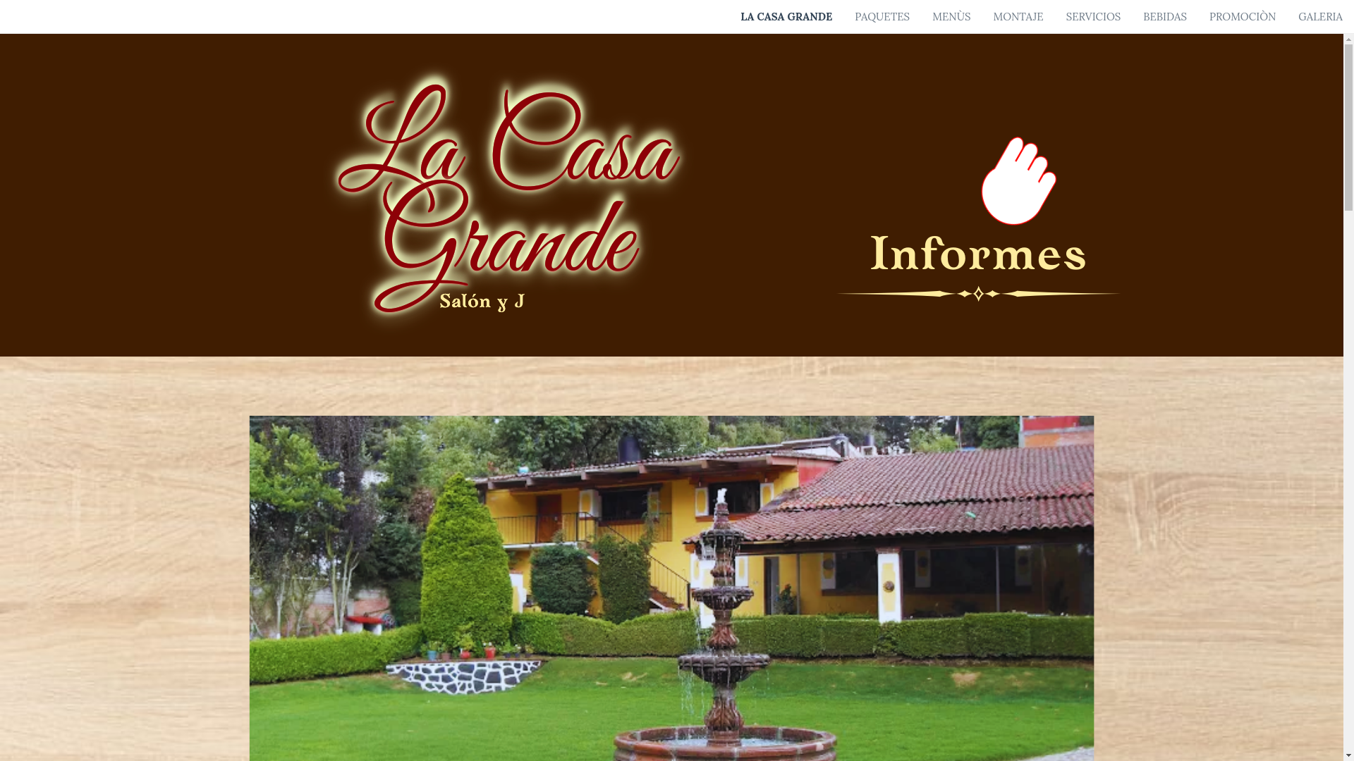 website screenshot of https://lacasagrande-eventos.com/
