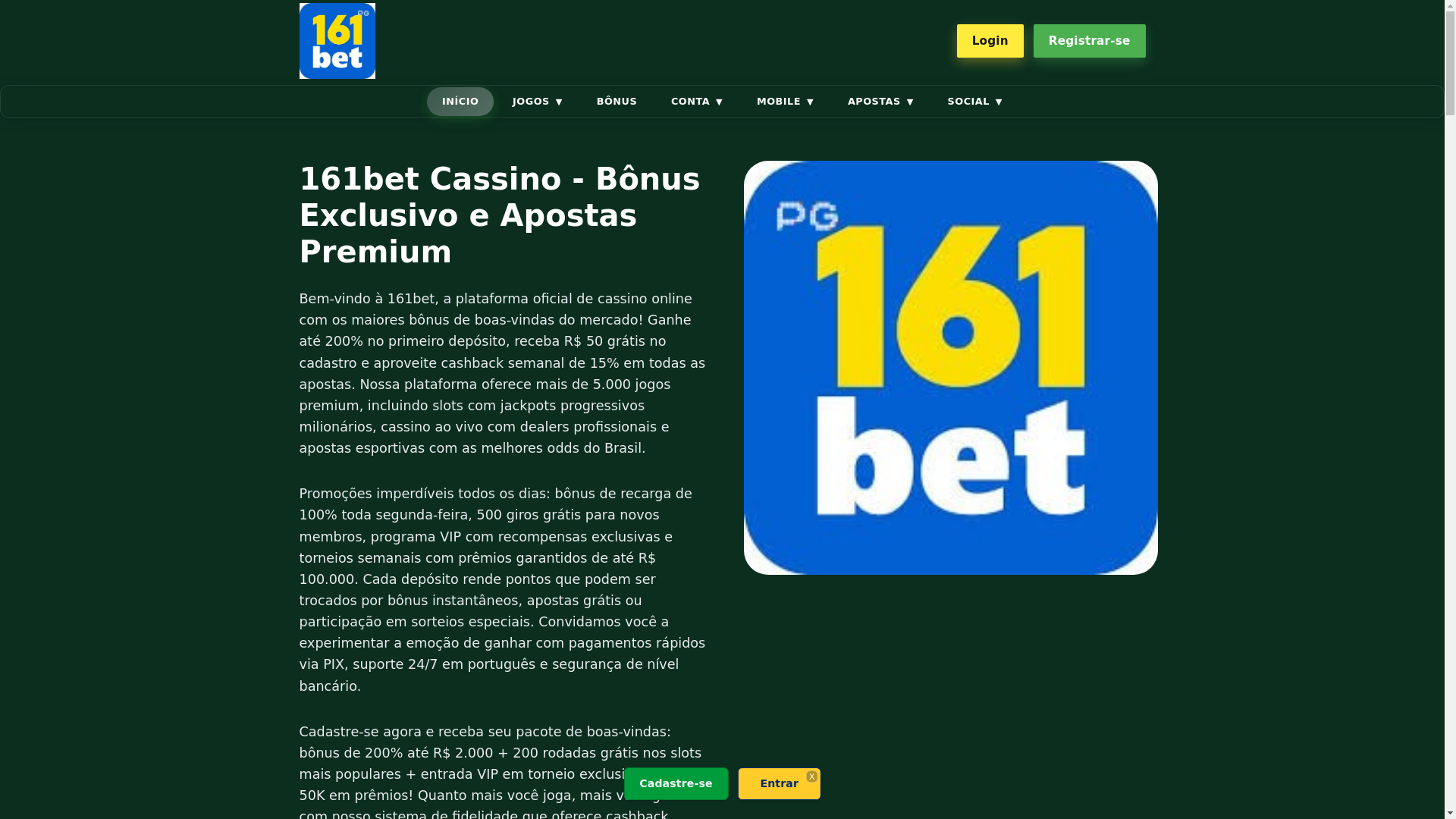website screenshot of https://161betslot.com.br/