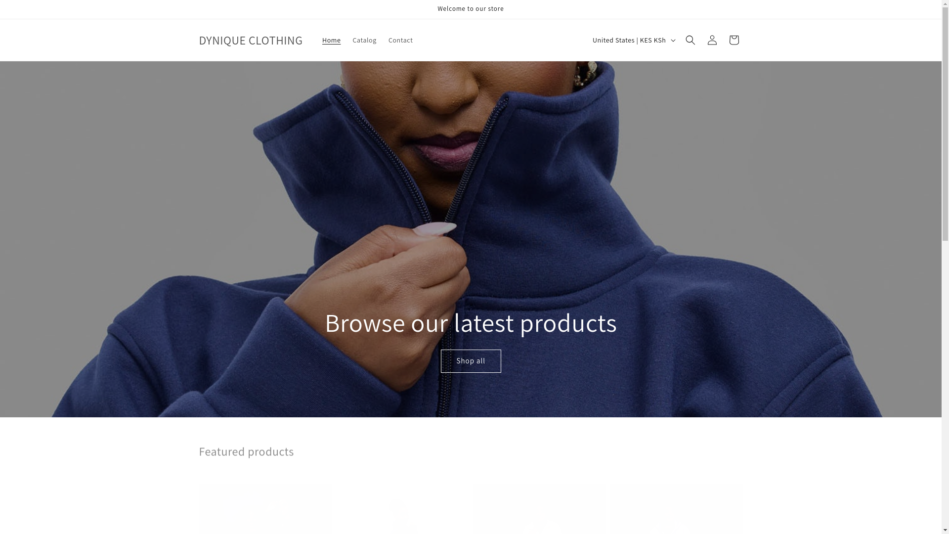 website screenshot of https://dyniqueclothing.com/