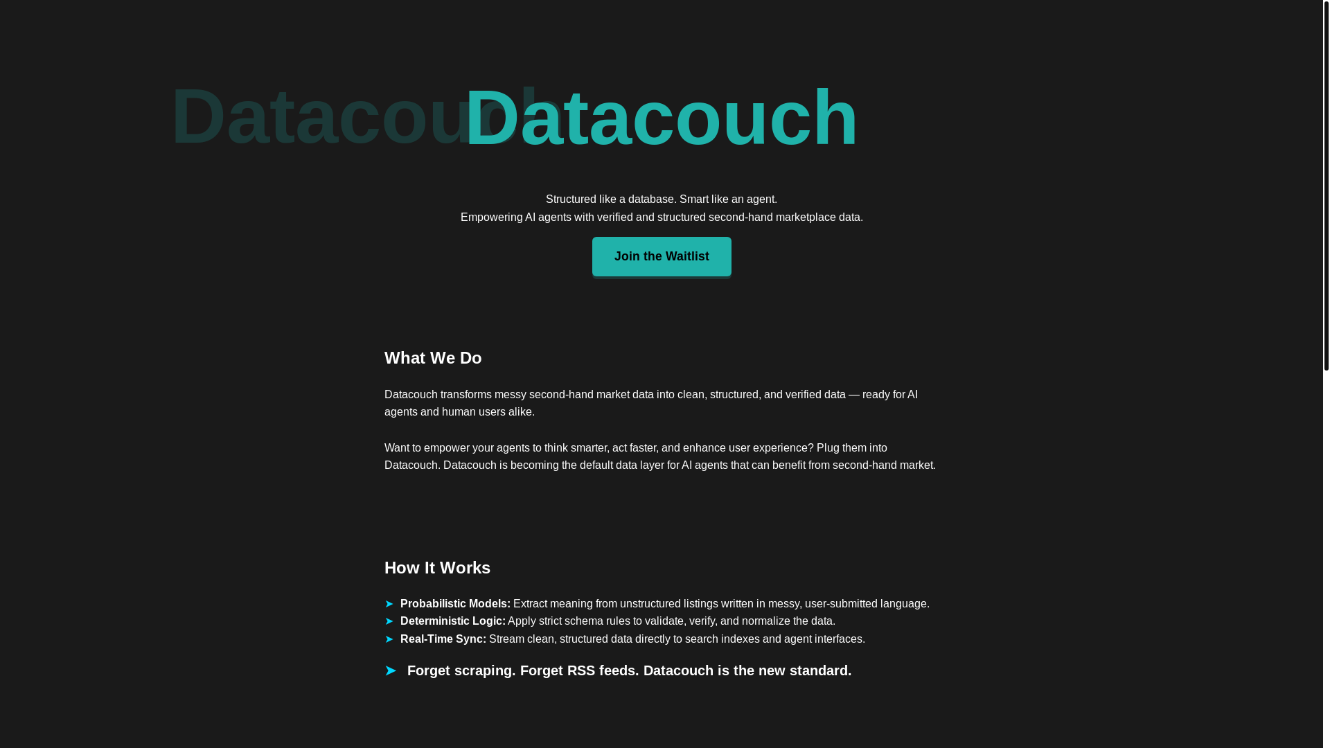 website screenshot of https://datacouch.co/