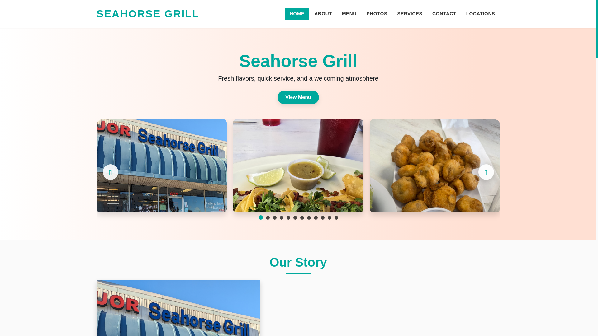 website screenshot of https://seahorse-grill-website.pages.dev/