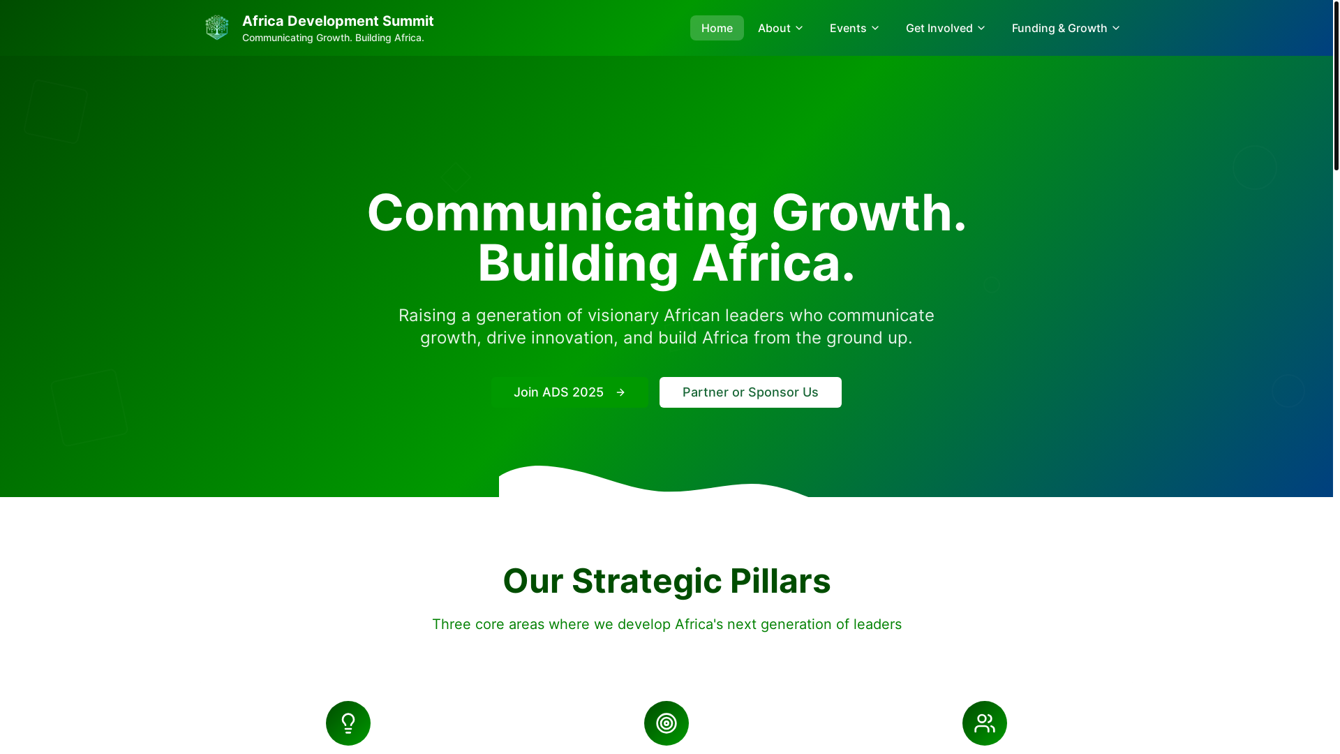 website screenshot of https://africadevelopmentsummit.com.ng/