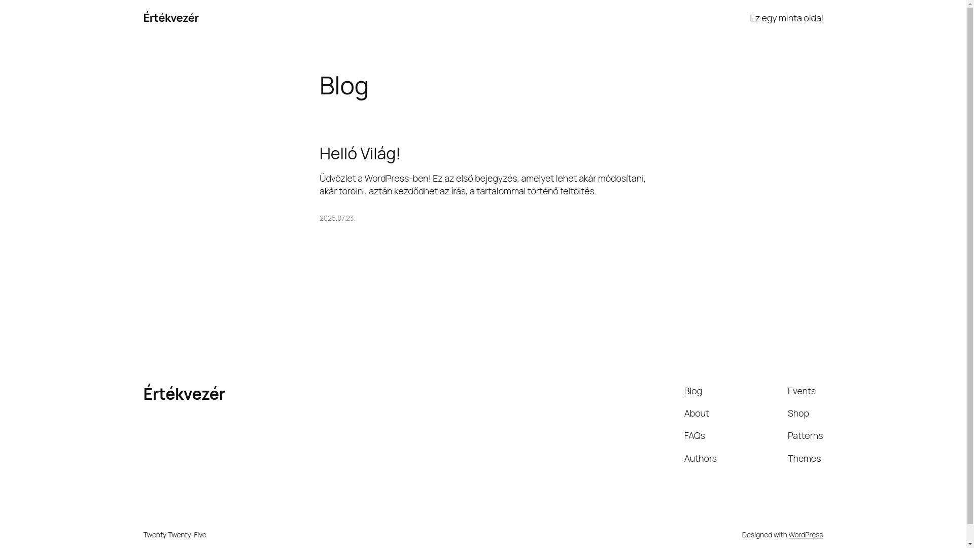 website screenshot of https://ertekvezer.hu/