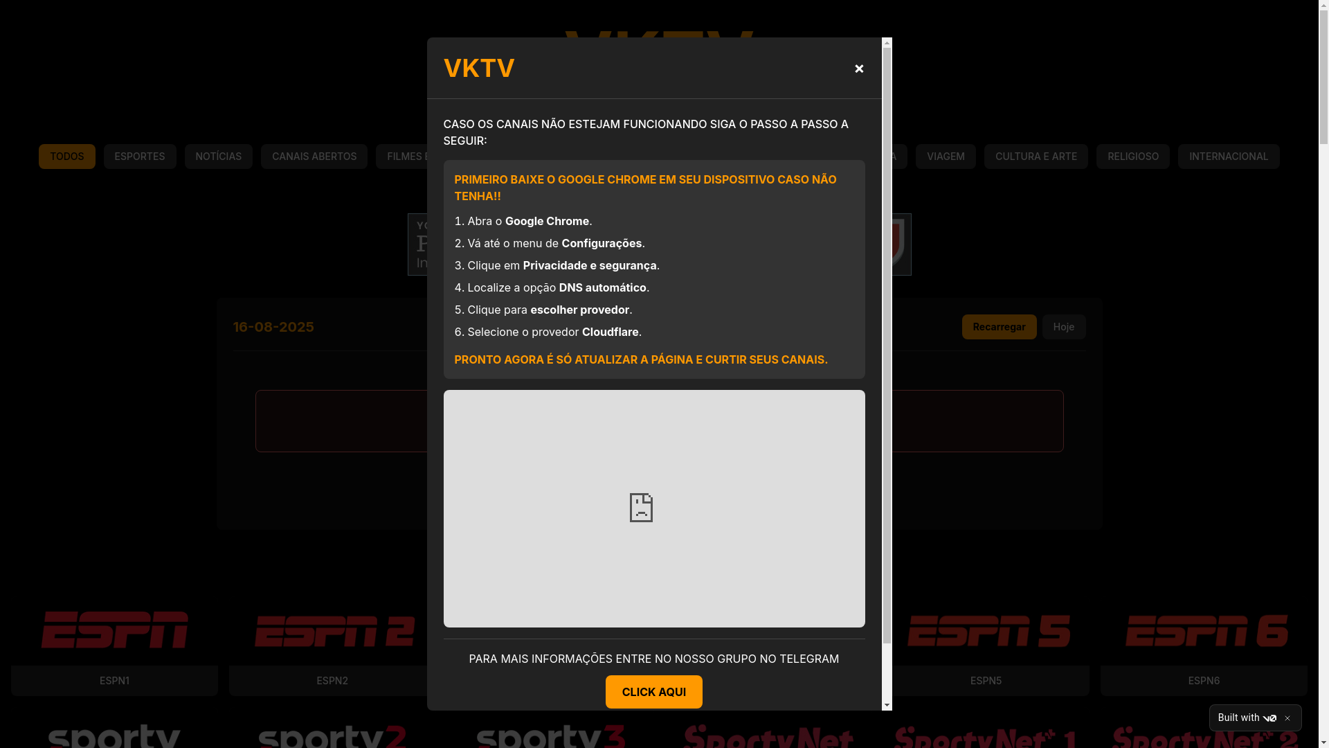 website screenshot of https://vktv.online/