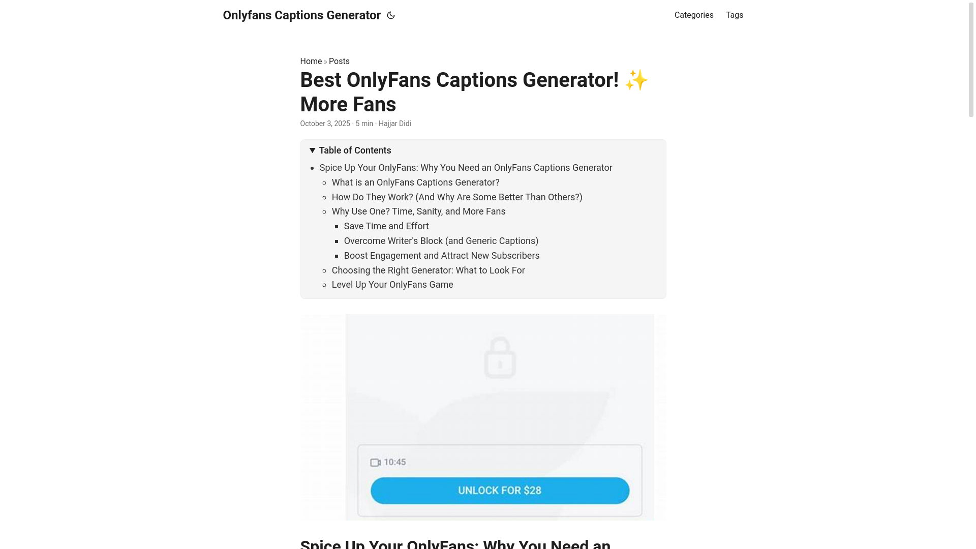 website screenshot of https://onlyfans-captions-generator.pages.dev/