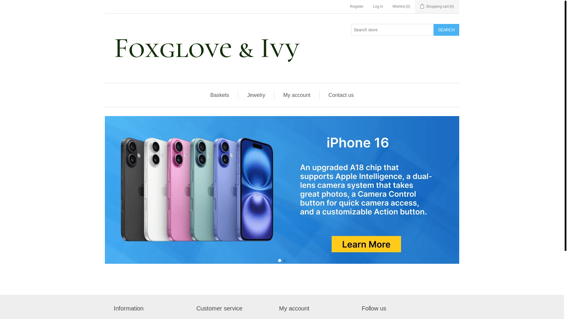 website screenshot of https://foxgloveandivy.studio/