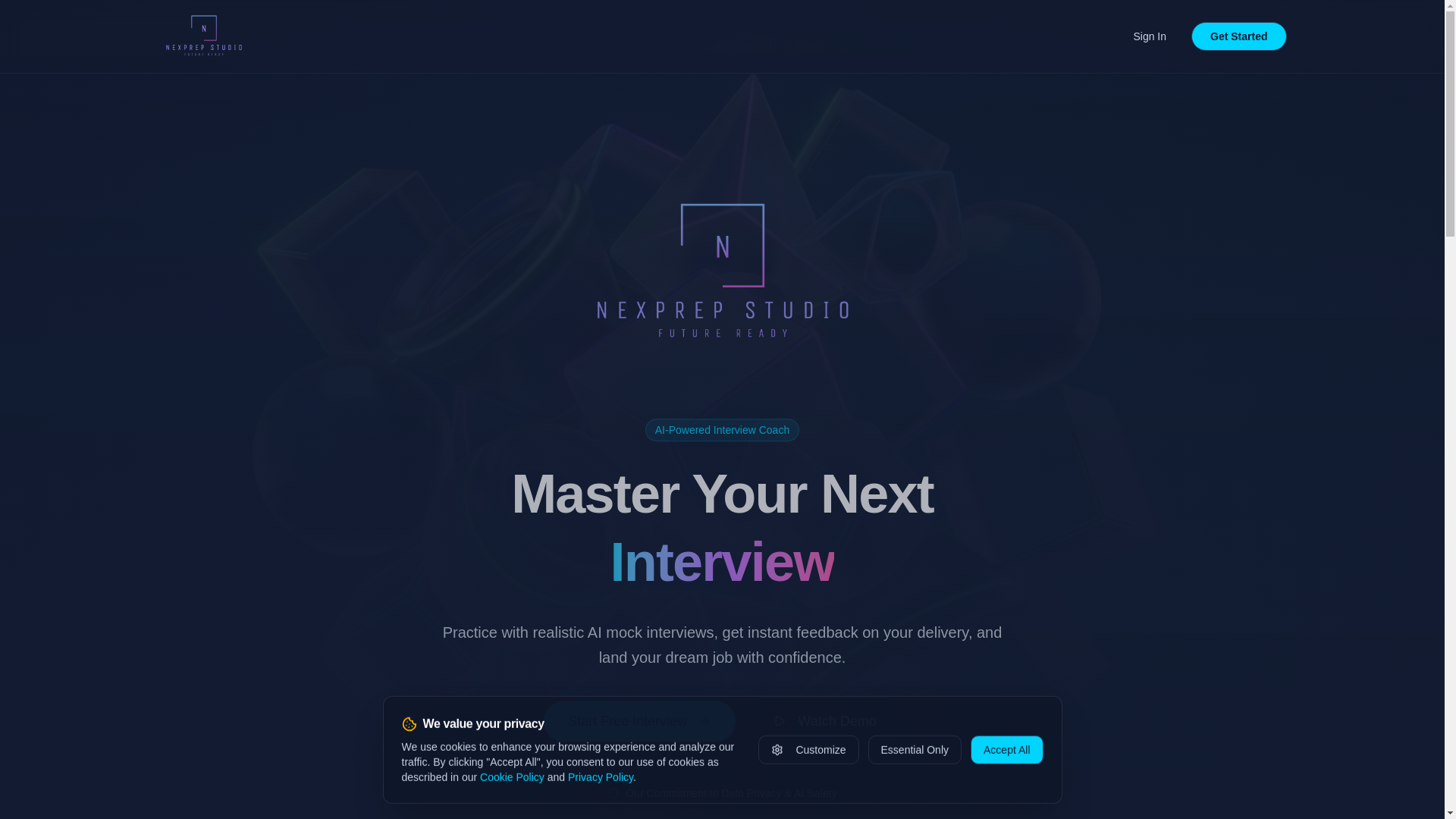 website screenshot of https://nexprepstudio.com/